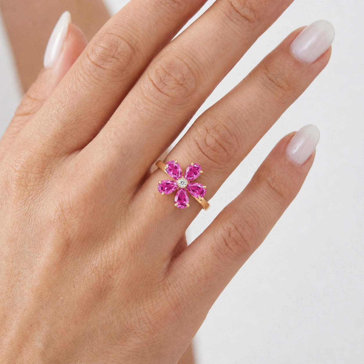 Yellow Gold Ring Pink Topaz 10K — Rosalba