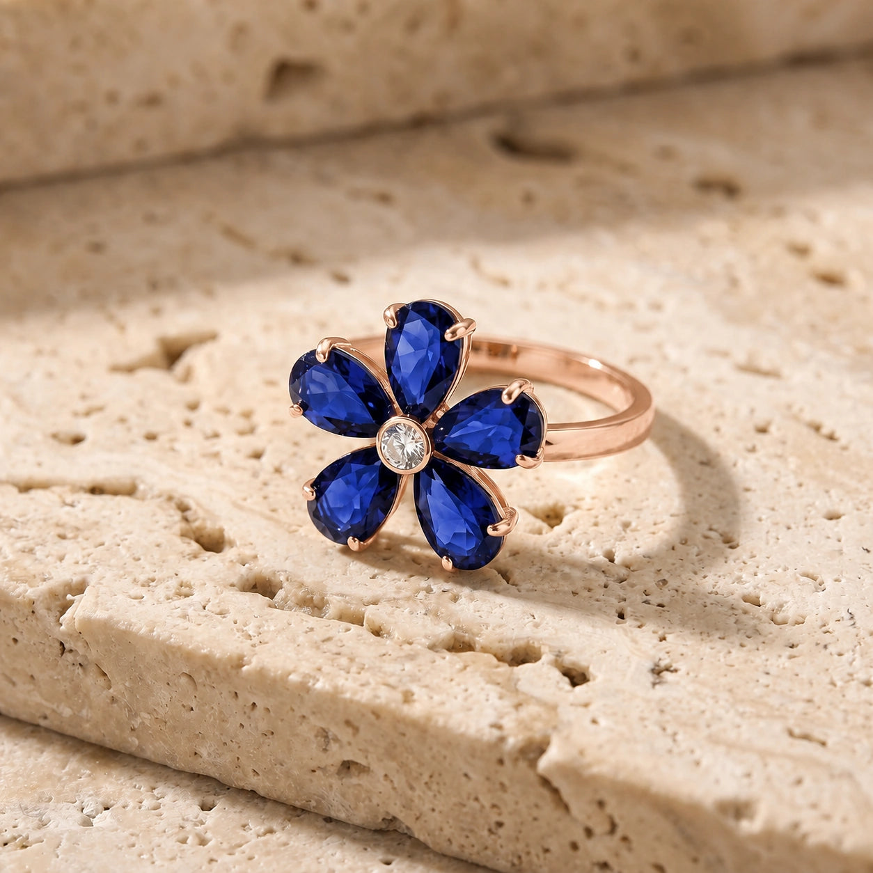 Rose Gold Ring Sapphire 10K — Rosalba