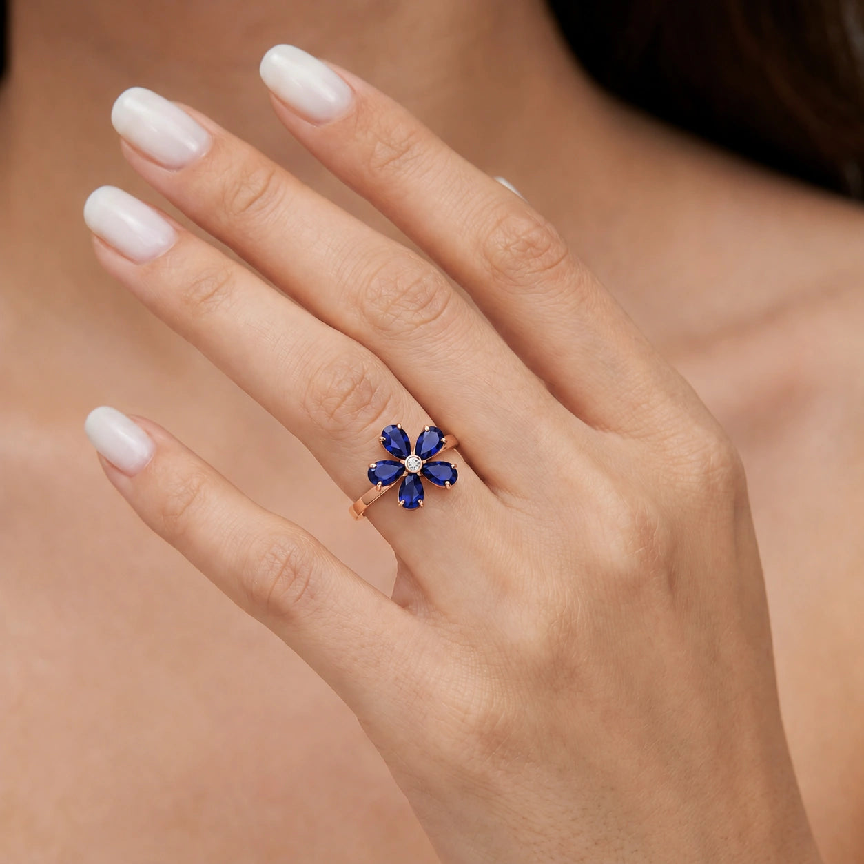 Rose Gold Ring Sapphire 10K — Rosalba
