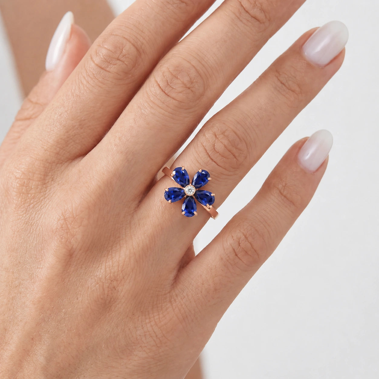 Rose Gold Ring Sapphire 10K — Rosalba