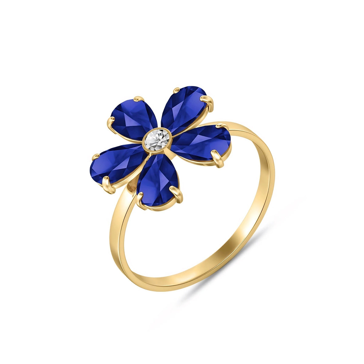 Yellow Gold Ring Sapphire 10K — Rosalba