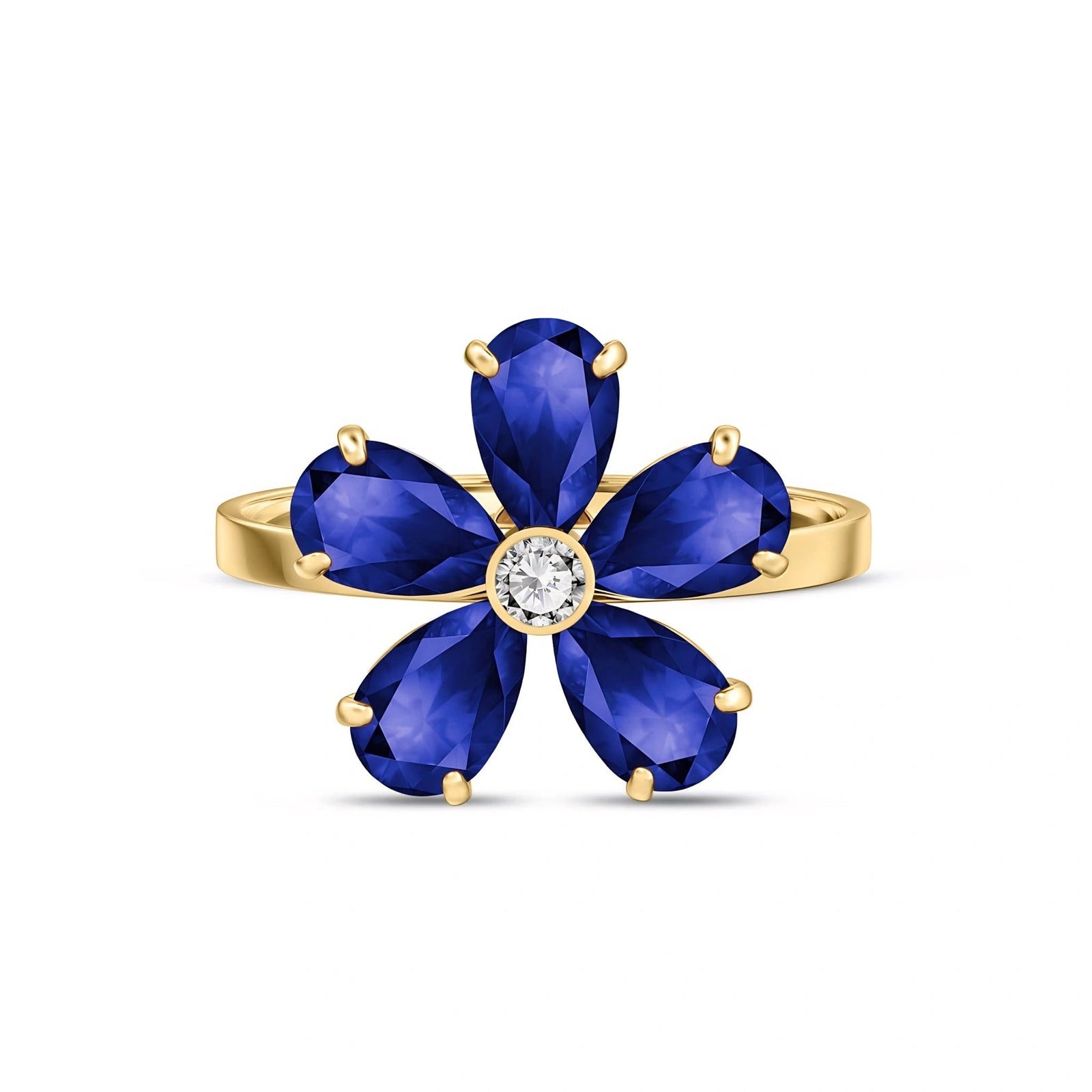 Yellow Gold Ring Sapphire 10K — Rosalba