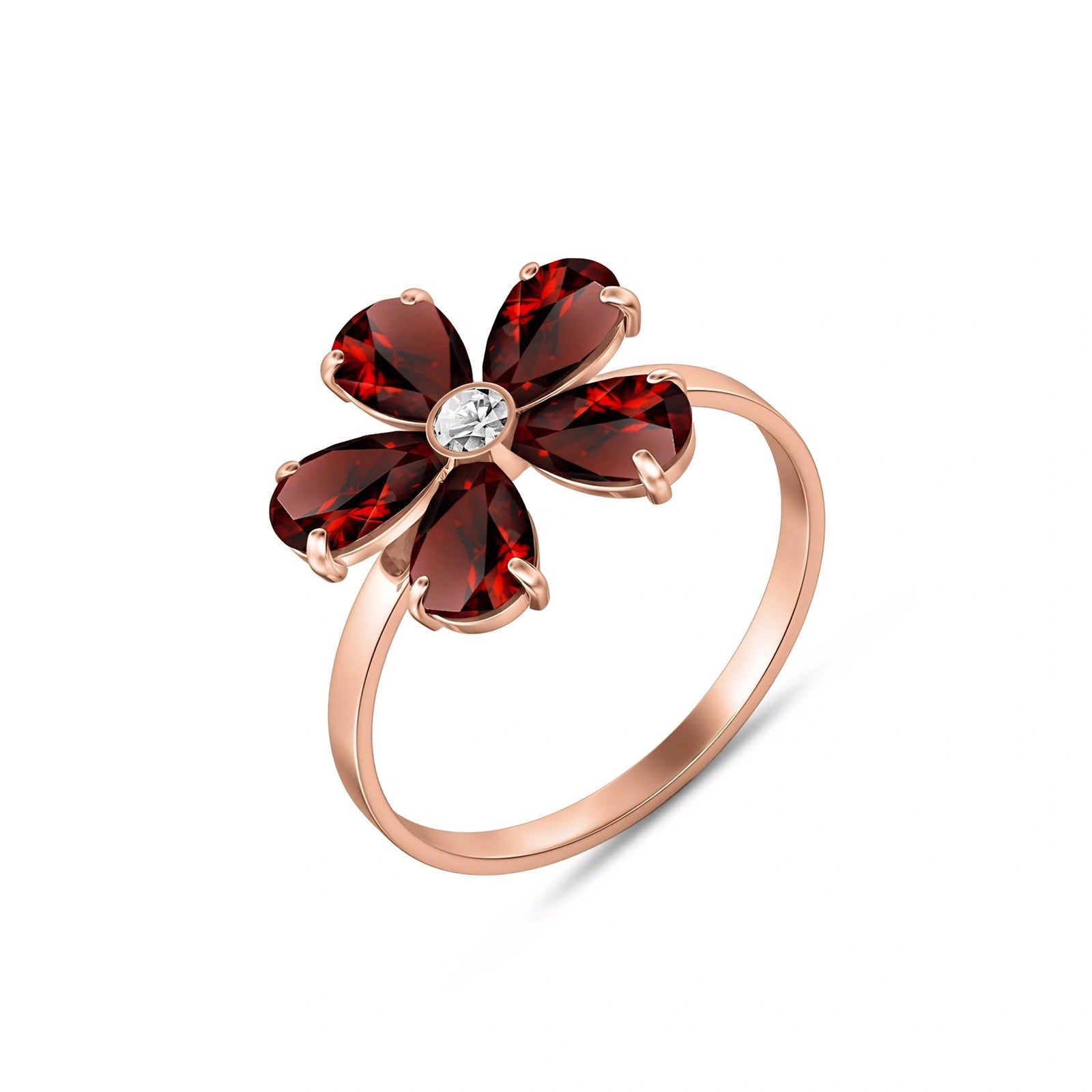 Rose Gold Ring Garnet 10K — Rosalba