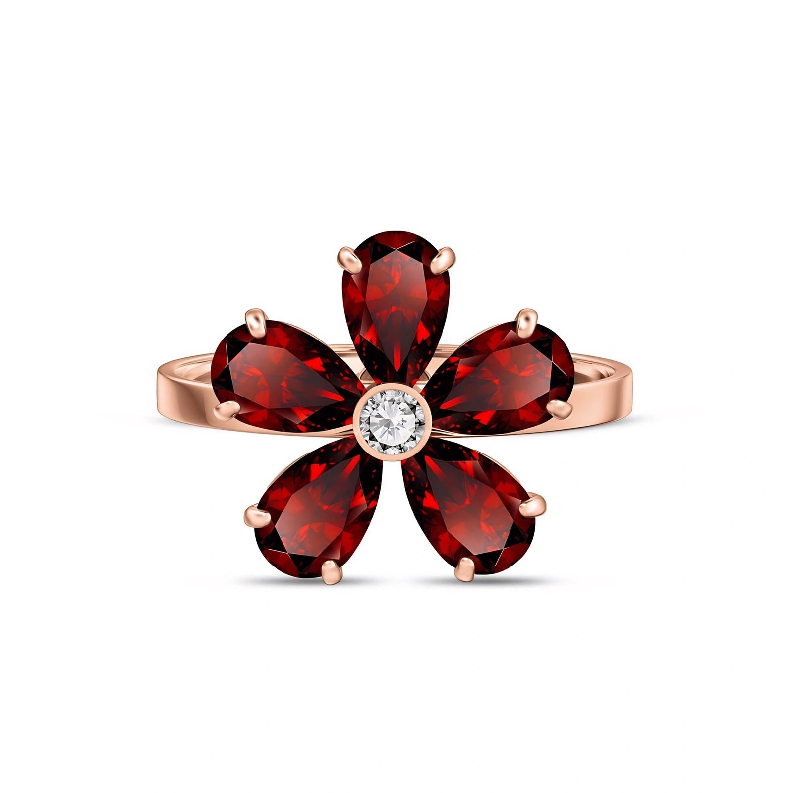 Rose Gold Ring Garnet 10K — Rosalba