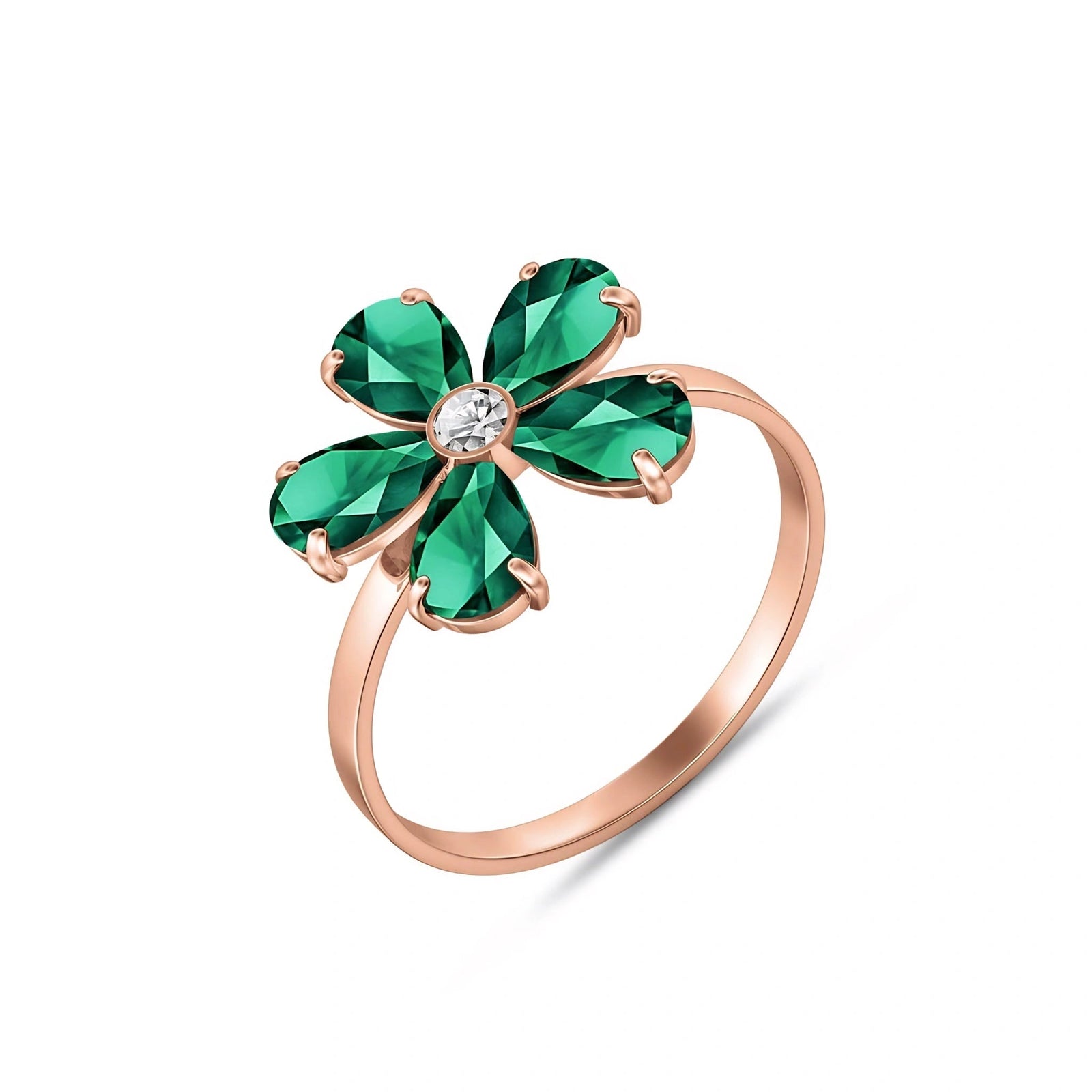 Rose Gold Ring Emerald 10K — Rosalba