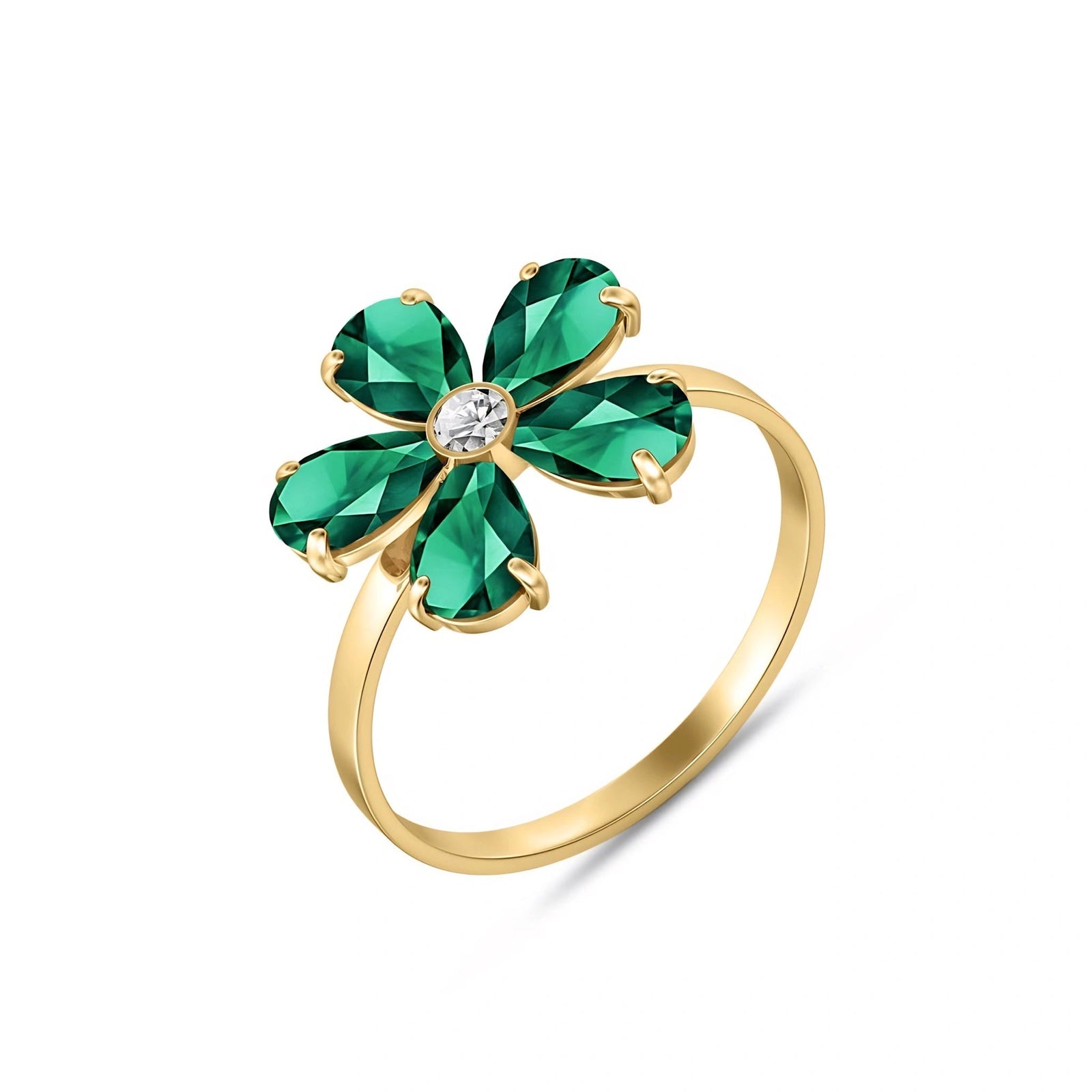 Yellow Gold Ring Emerald 10K — Rosalba