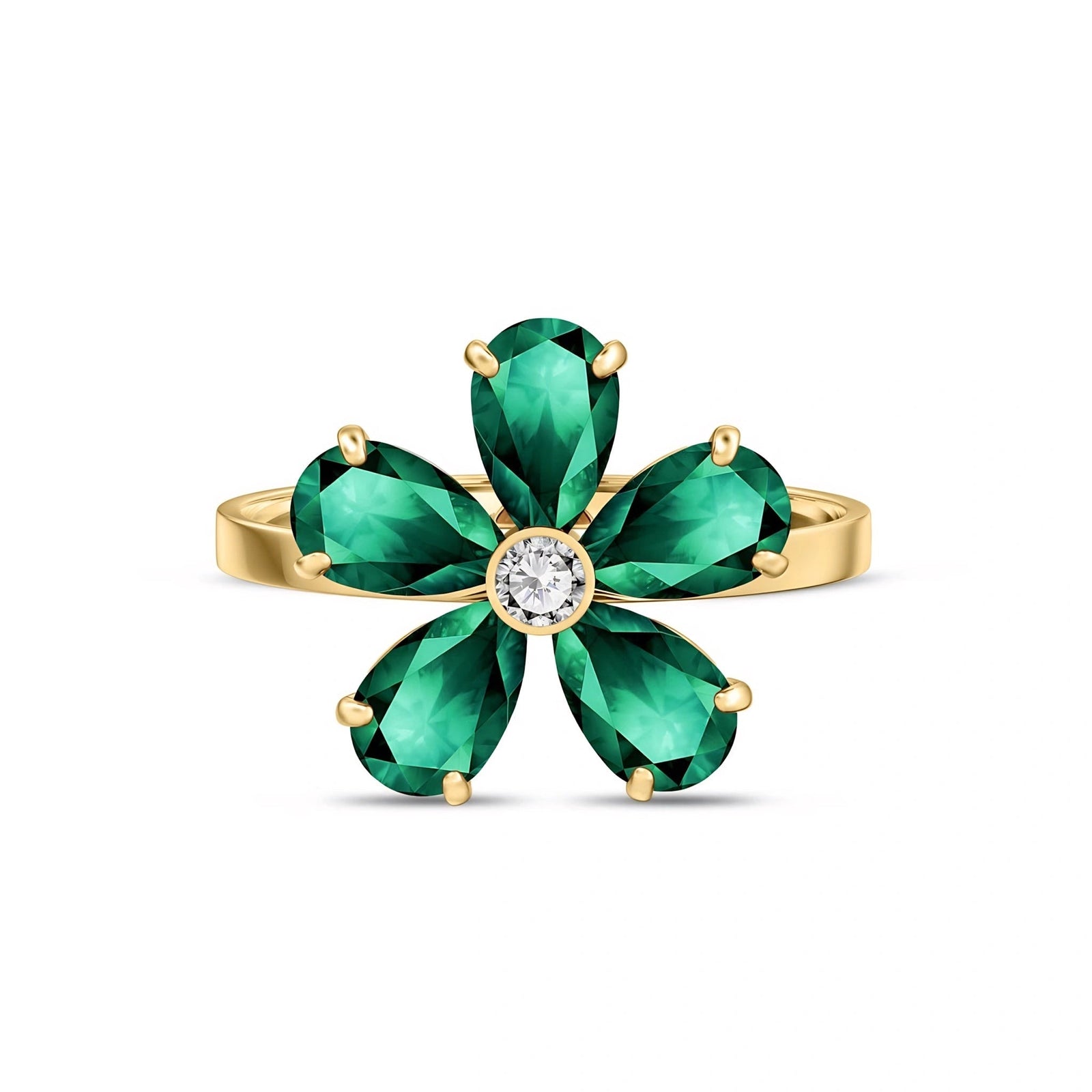 Yellow Gold Ring Emerald 10K — Rosalba