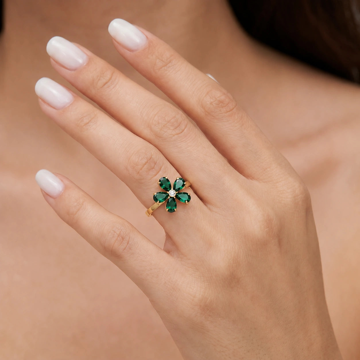 Yellow Gold Ring Emerald 10K — Rosalba