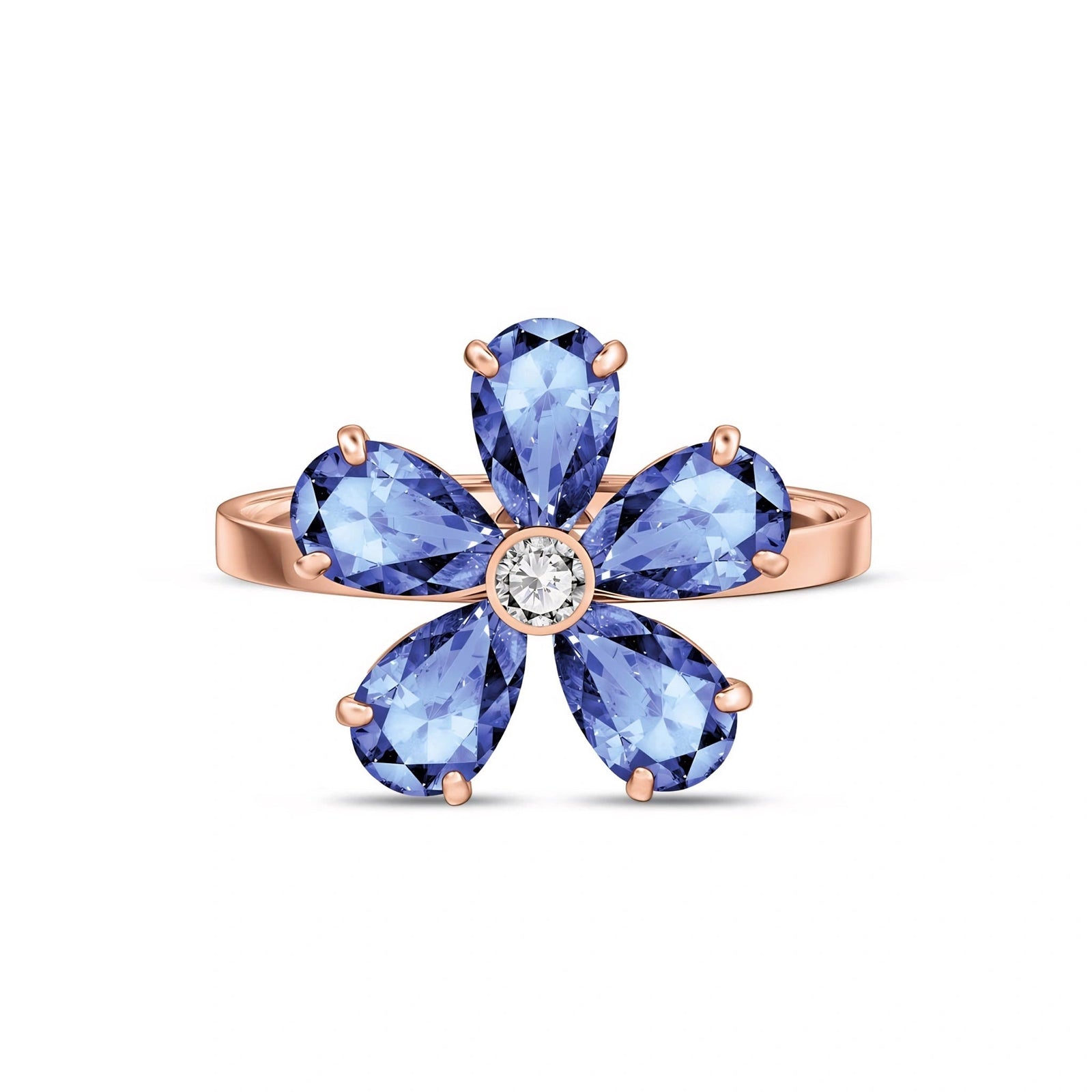 Rose Gold Ring Tanzanite 10K — Rosalba