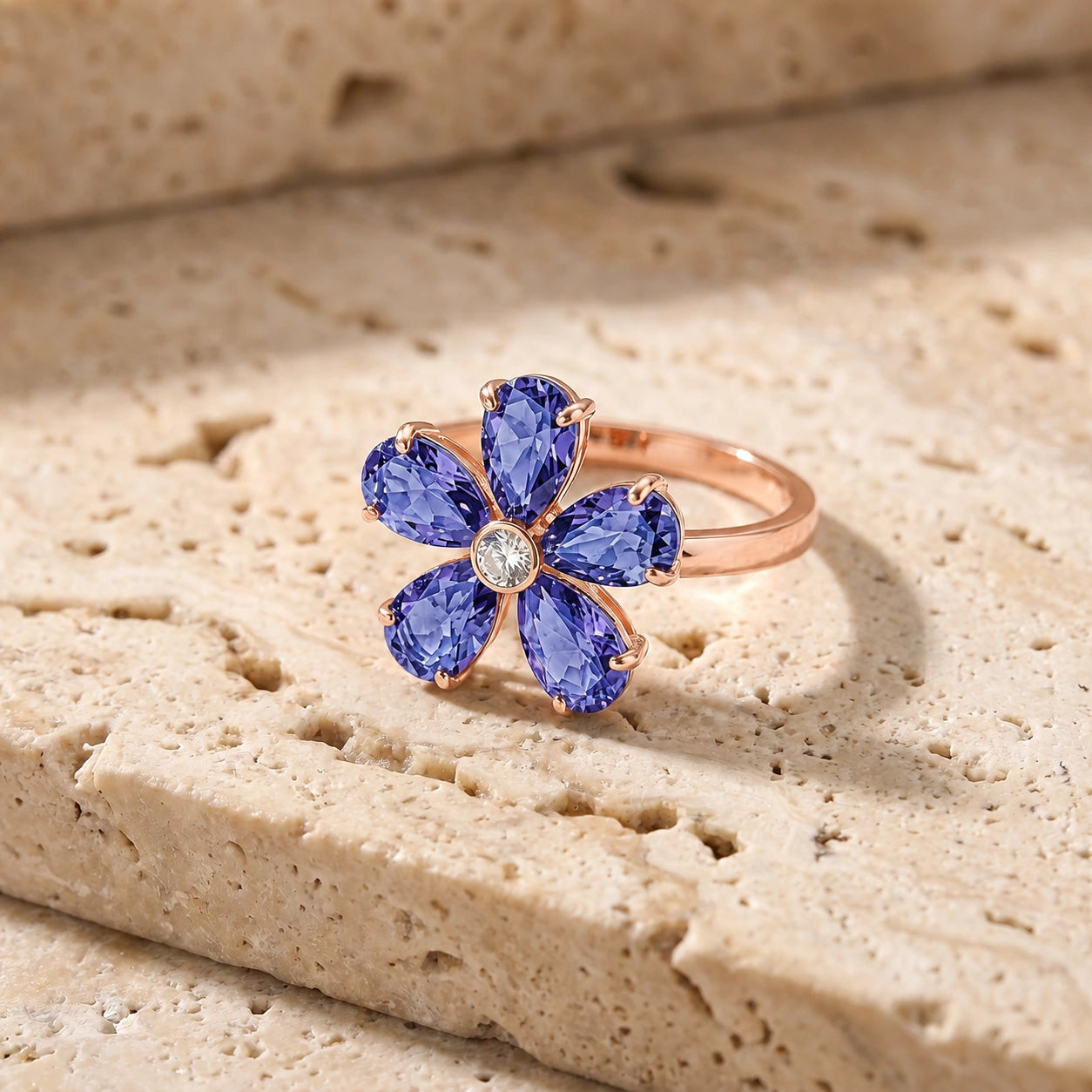 Rose Gold Ring Tanzanite 10K — Rosalba