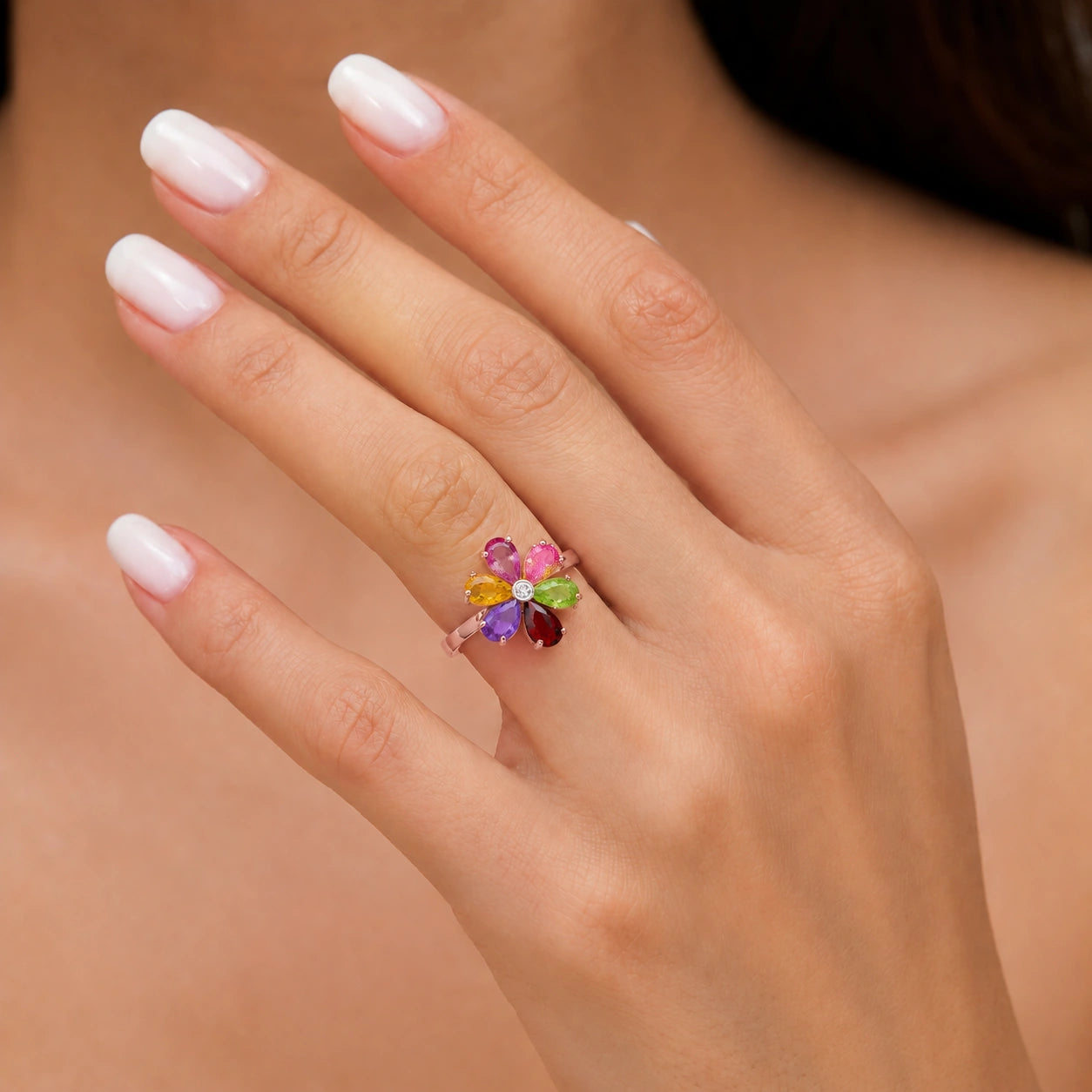 Rose Gold Ring Multi-Gemstone 10K — Rosalba