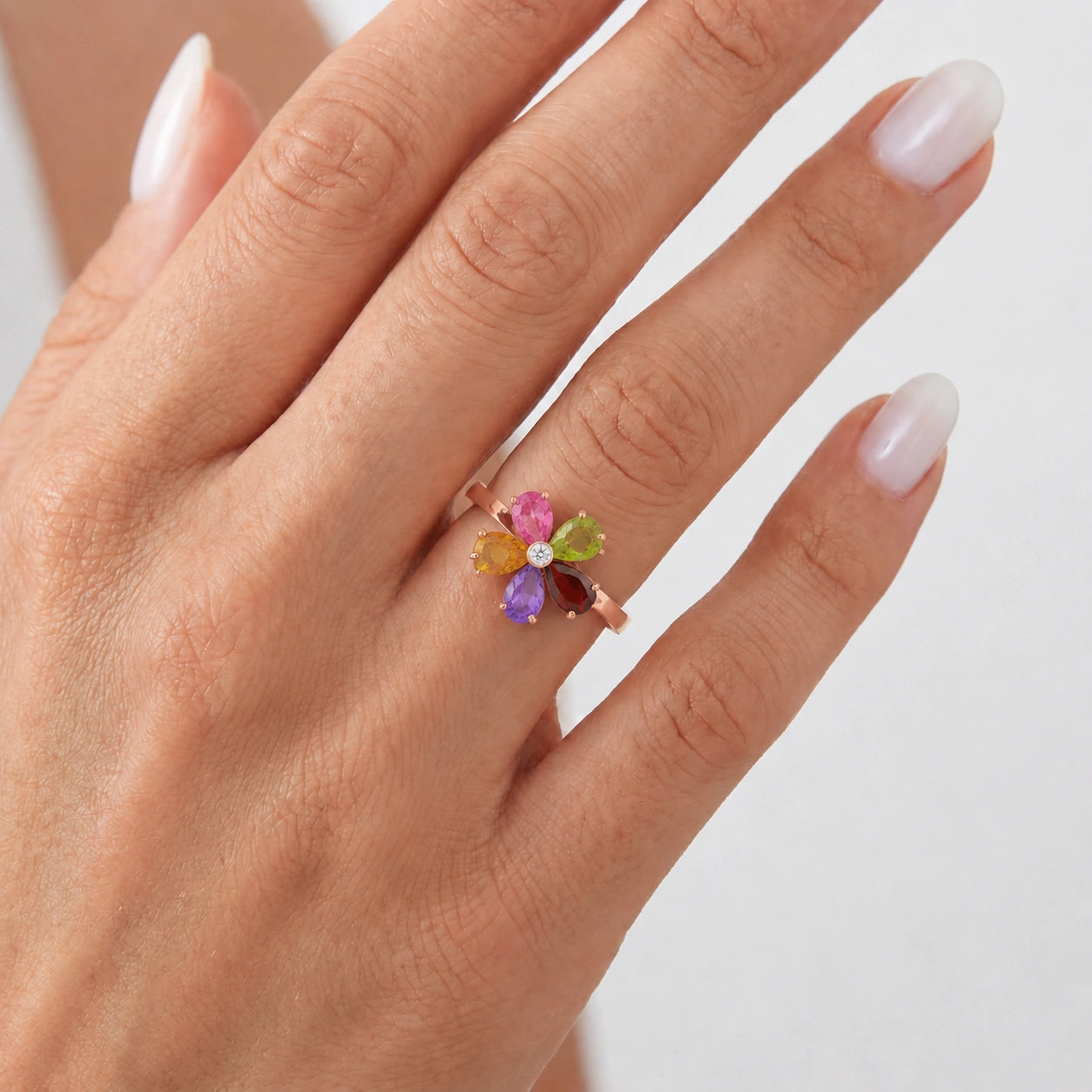 Rose Gold Ring Multi-Gemstone 10K — Rosalba