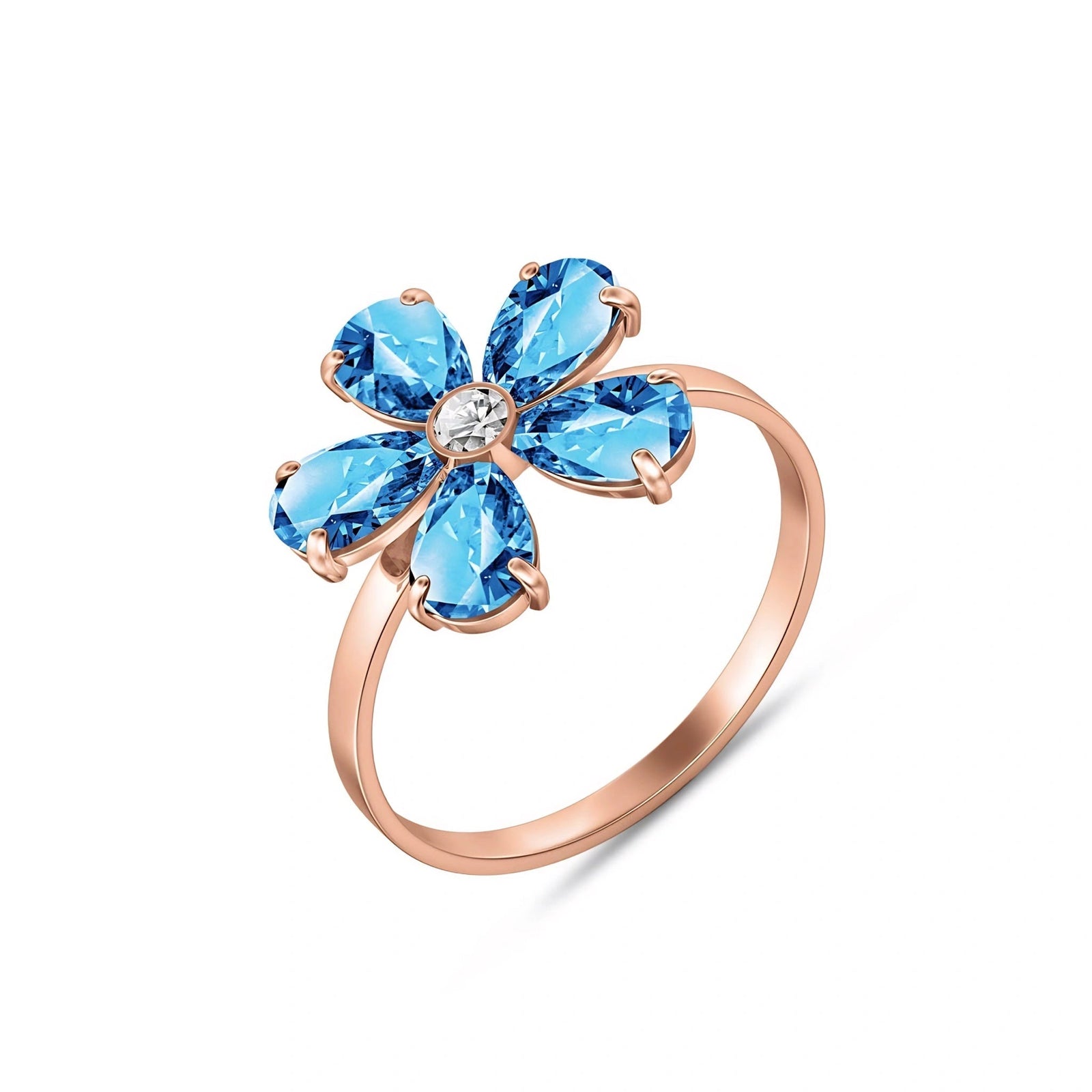 Rose Gold Ring Blue Topaz 10K — Rosalba
