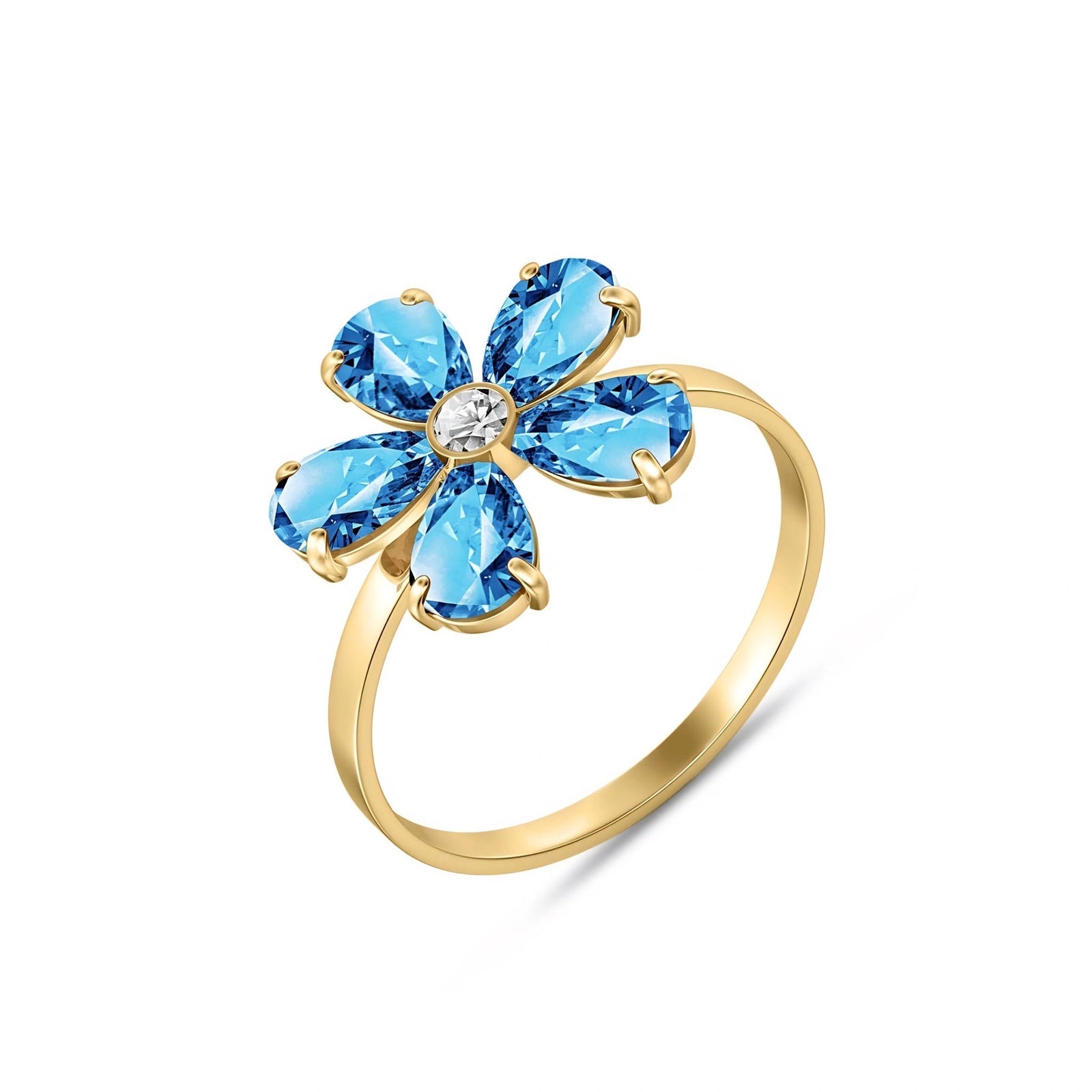 Yellow Gold Ring Blue Topaz 10K — Rosalba