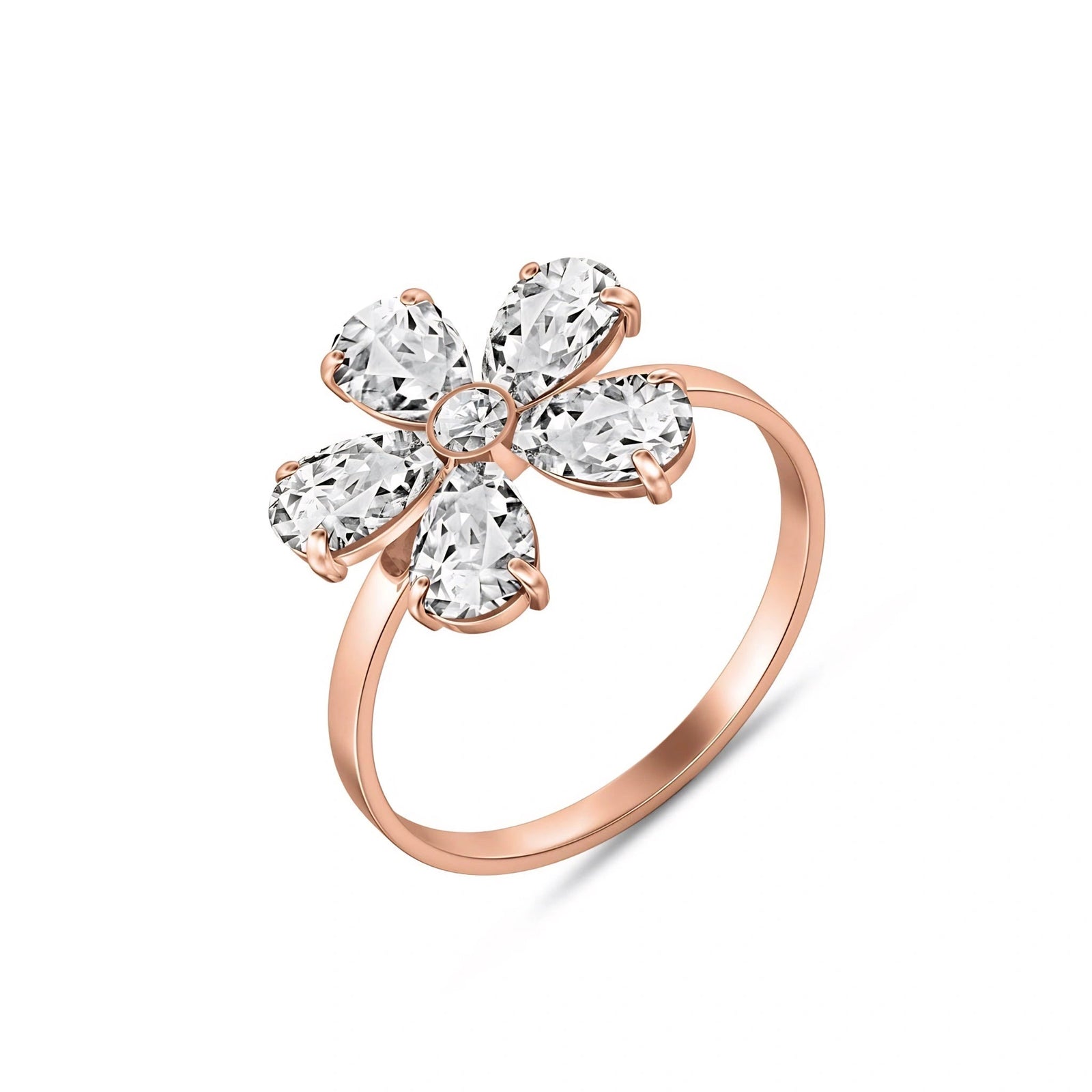 Rose Gold Ring White Topaz 10K — Rosalba