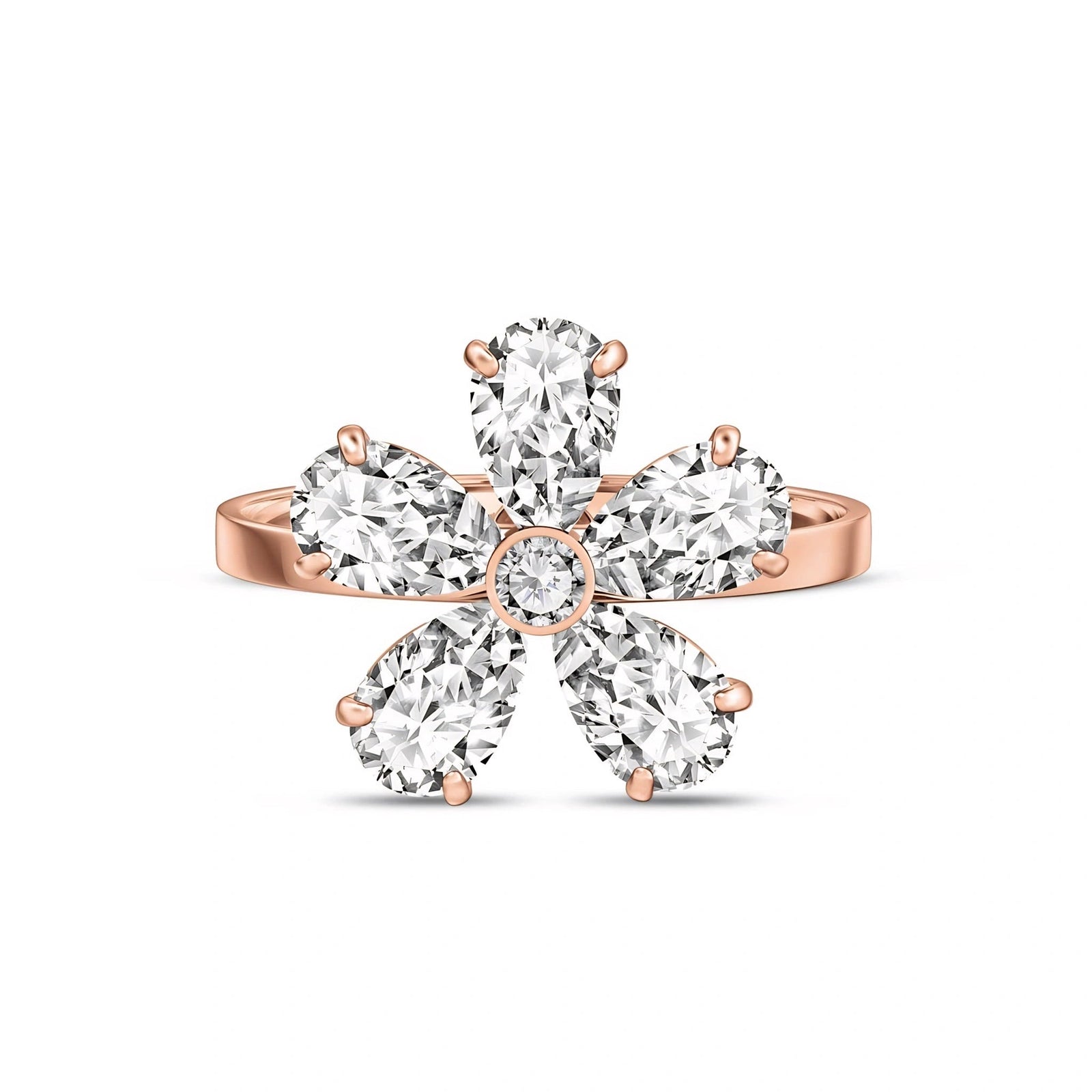 Rose Gold Ring White Topaz 10K — Rosalba