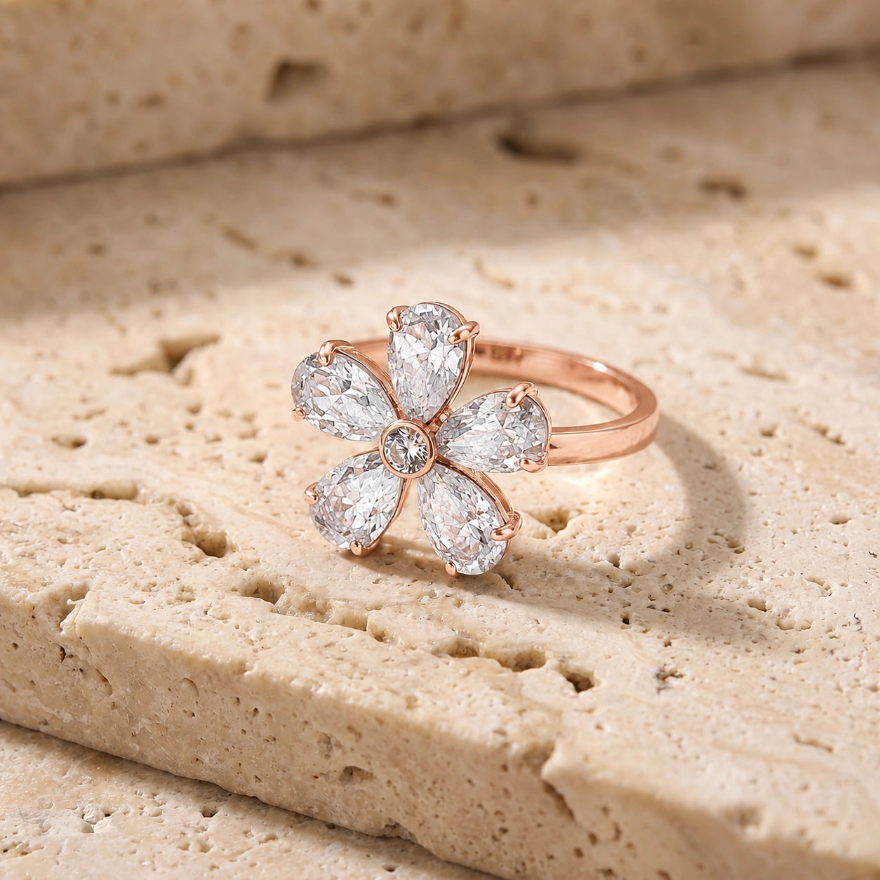 Rose Gold Ring White Topaz 10K — Rosalba