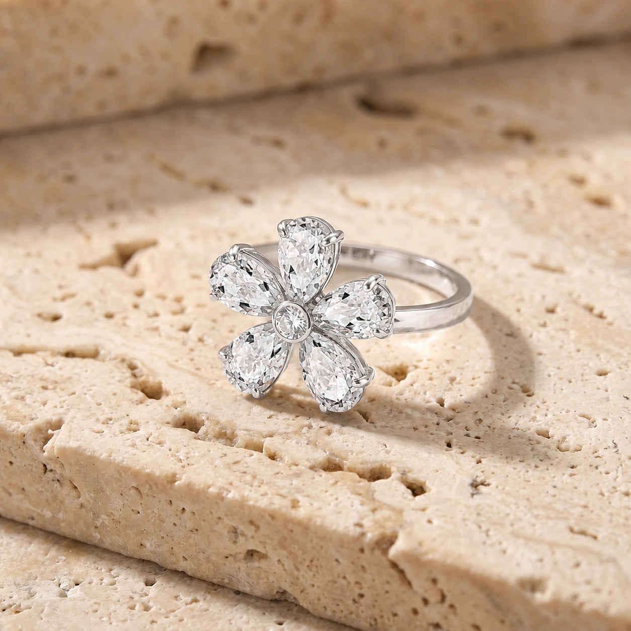 White Gold Ring White Topaz 10K — Rosalba