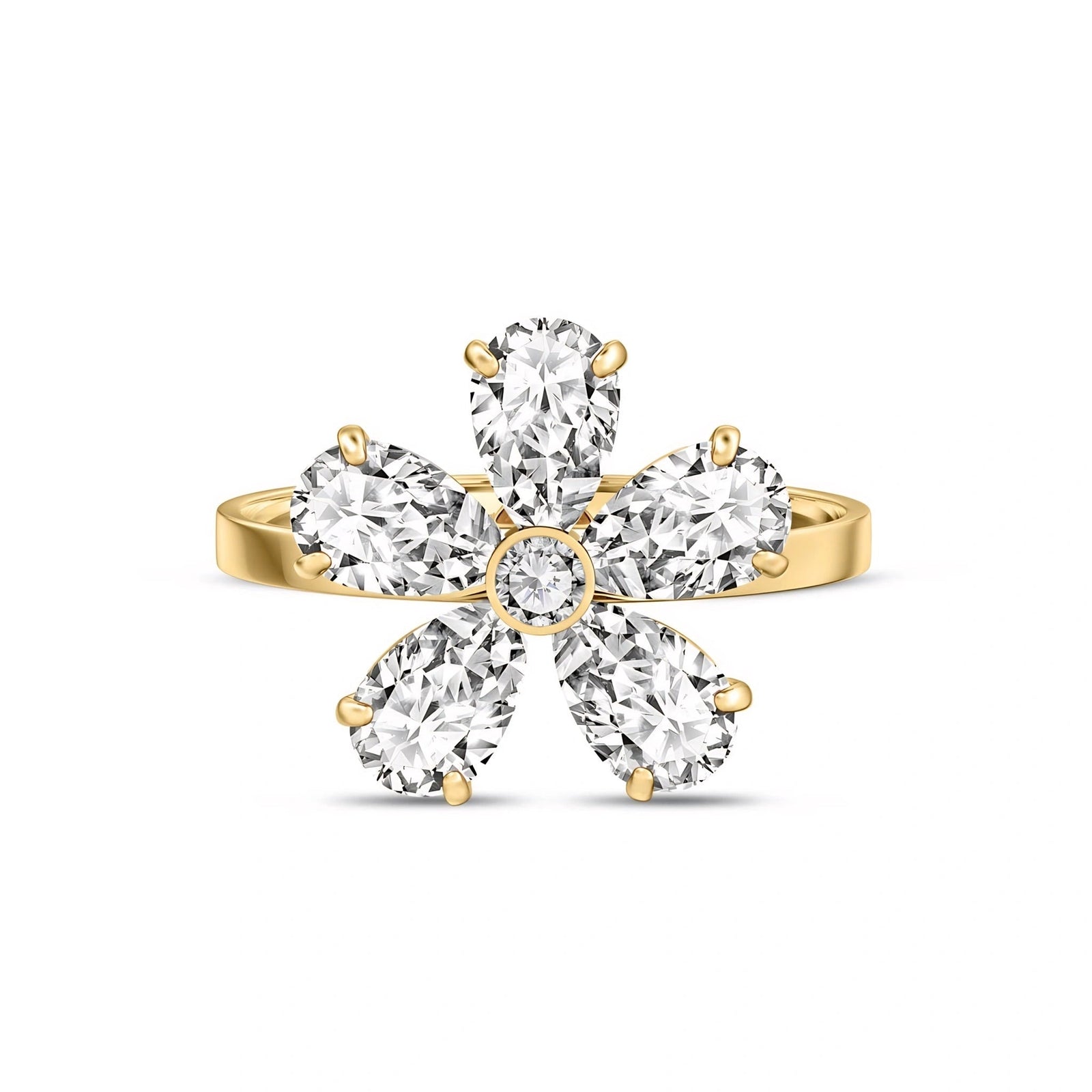 Yellow Gold Ring White Topaz 10K — Rosalba