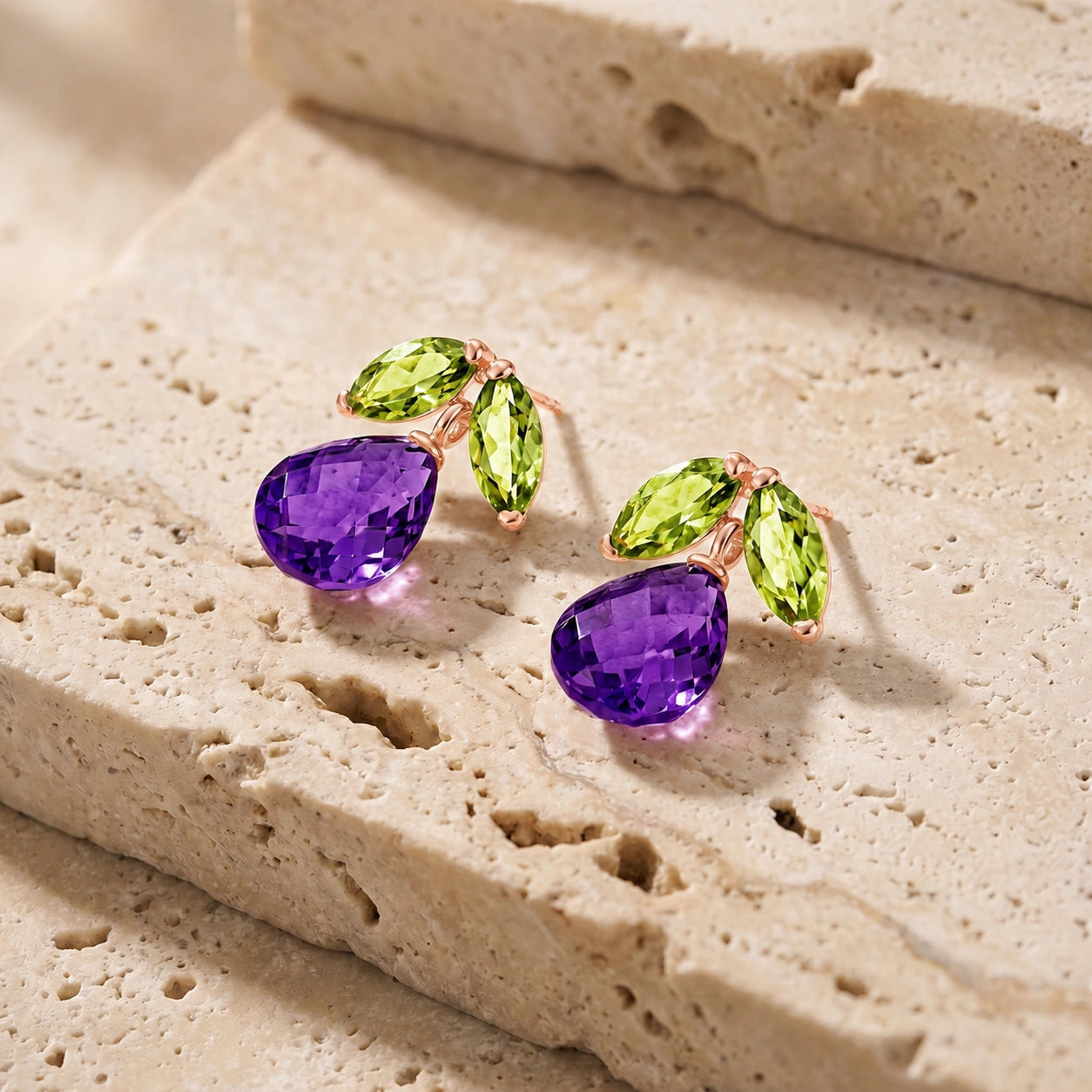 Rose Gold Amethyst & Peridot — Rosalira