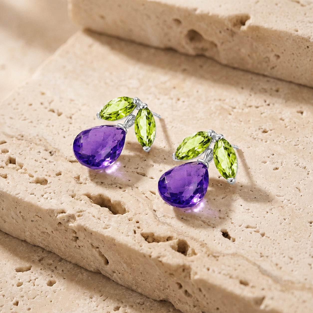 White Gold Amethyst & Peridot — Rosalira