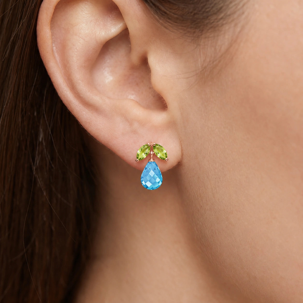 Rose Gold Blue Topaz & Peridot — Rosalira