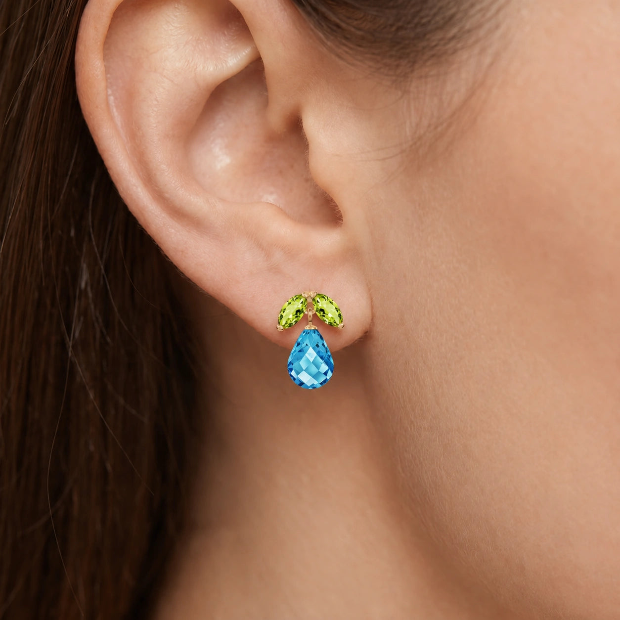 Yellow Gold Blue Topaz & Peridot — Rosalira