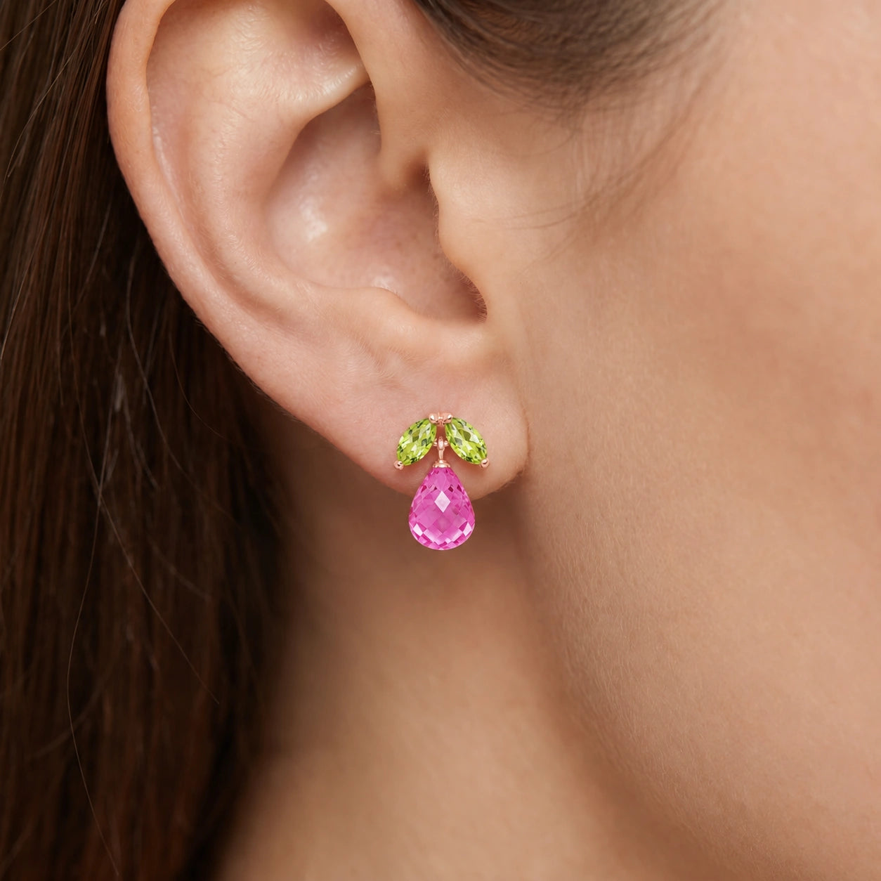 Rose Gold Pink Topaz & Peridot — Rosalira
