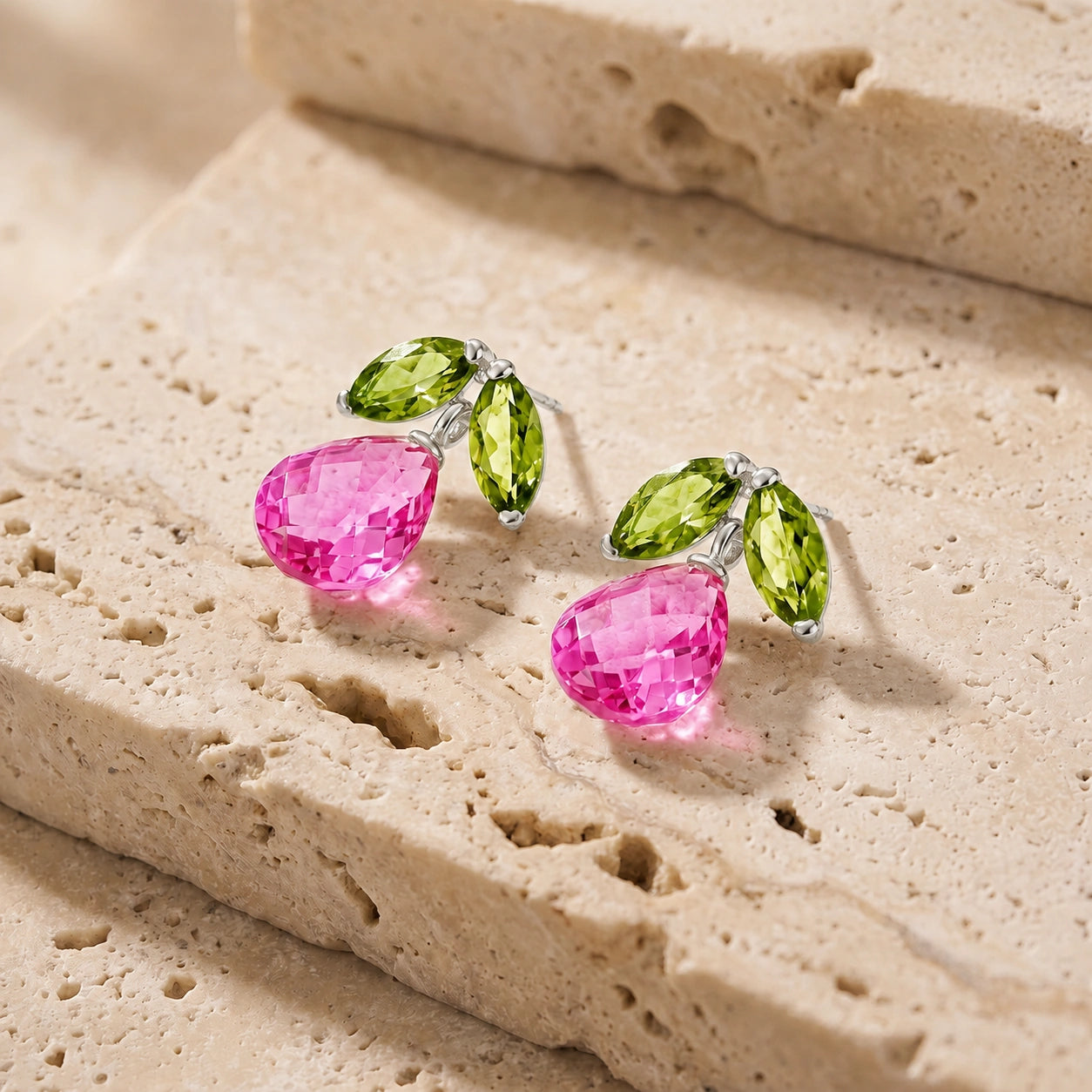 White Gold Pink Topaz & Peridot — Rosalira