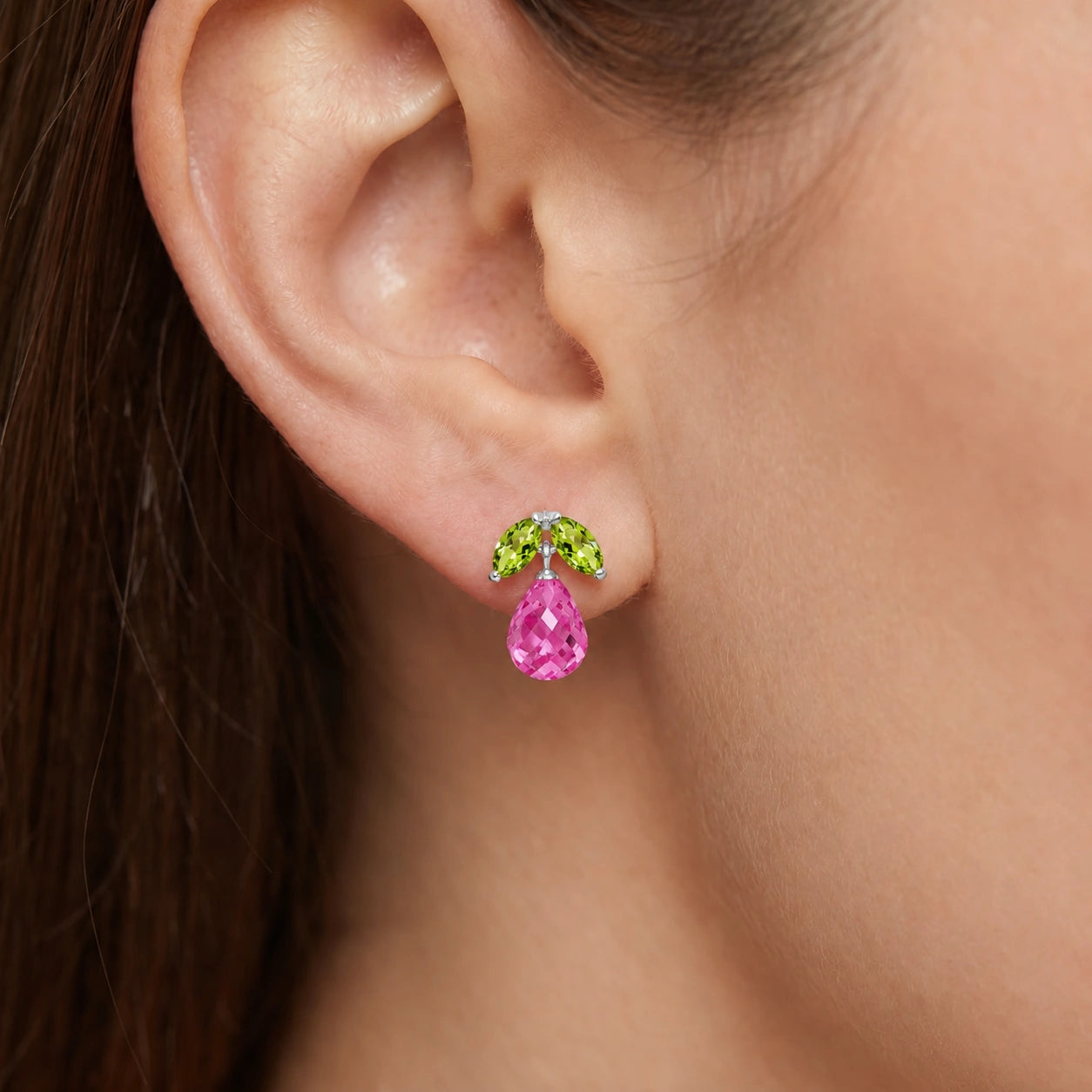 White Gold Pink Topaz & Peridot — Rosalira