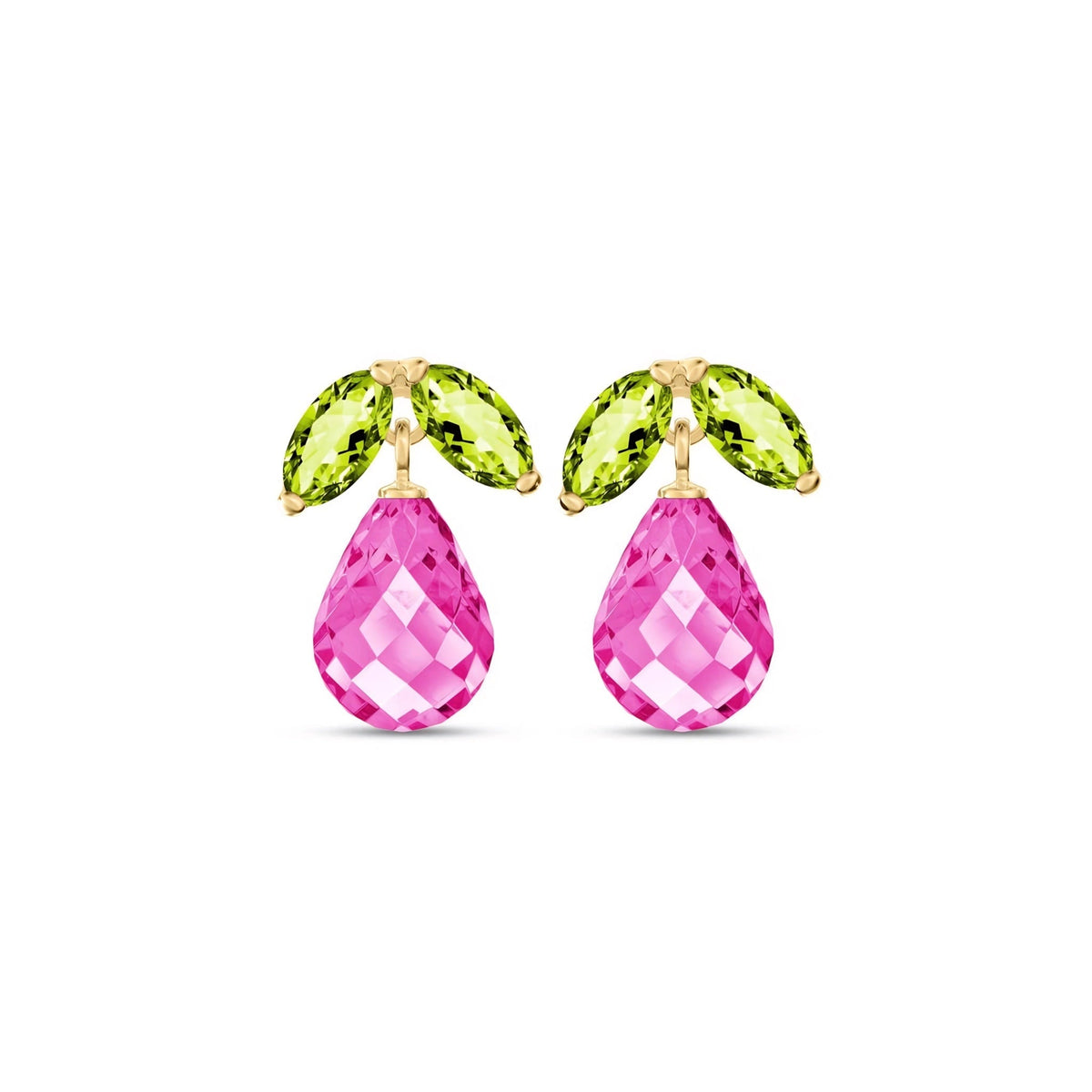 Yellow Gold Pink Topaz & Peridot — Rosalira