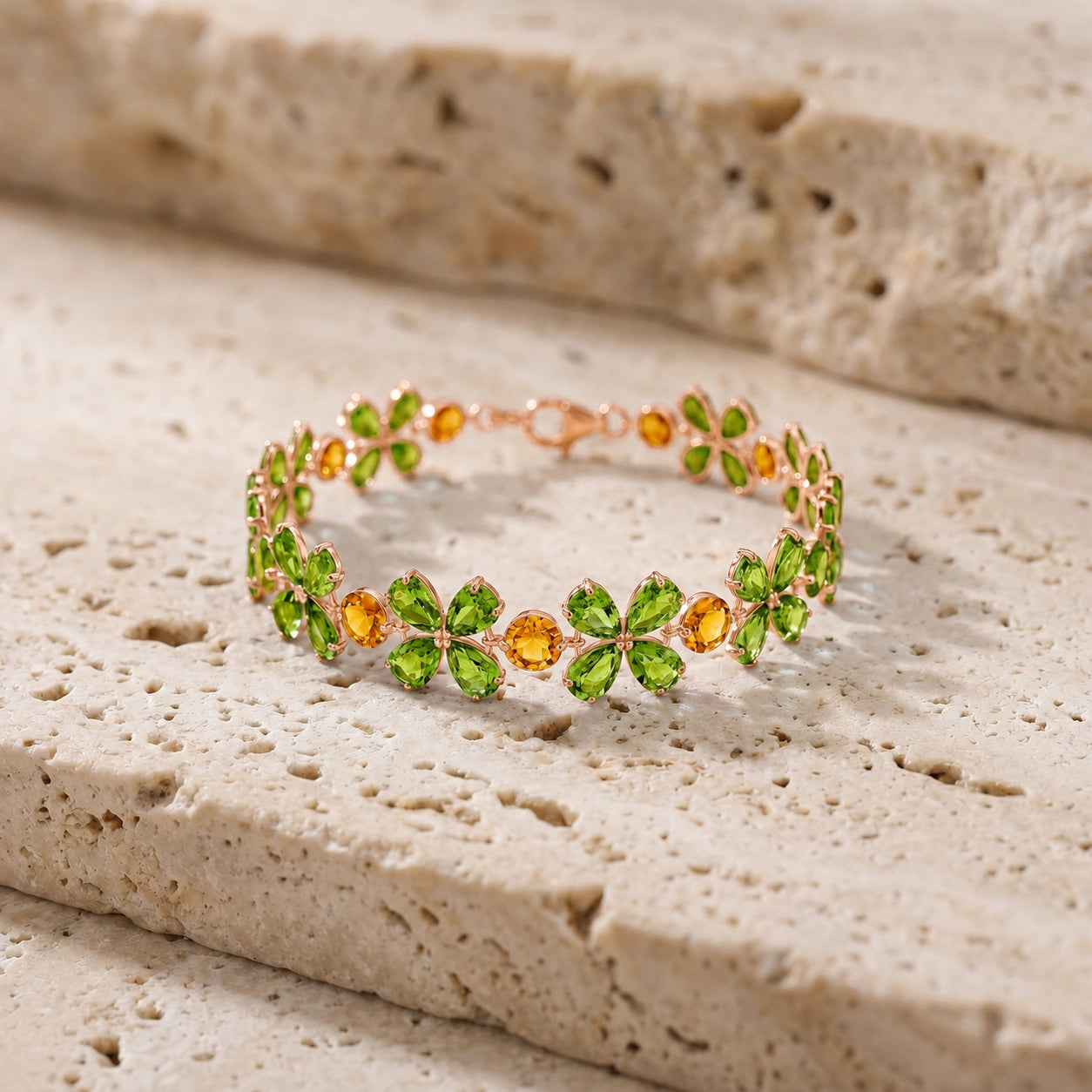Rose Gold Citrine & Peridot — Mariagraziana