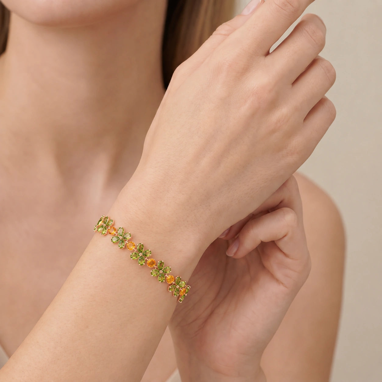 Rose Gold Citrine & Peridot — Mariagraziana