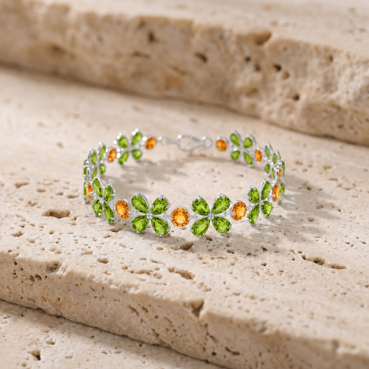 White Gold Citrine & Peridot — Mariagraziana
