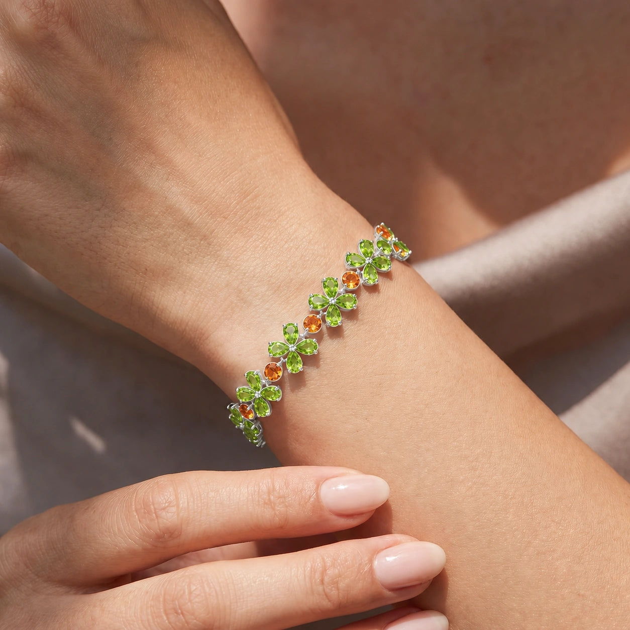White Gold Citrine & Peridot — Mariagraziana
