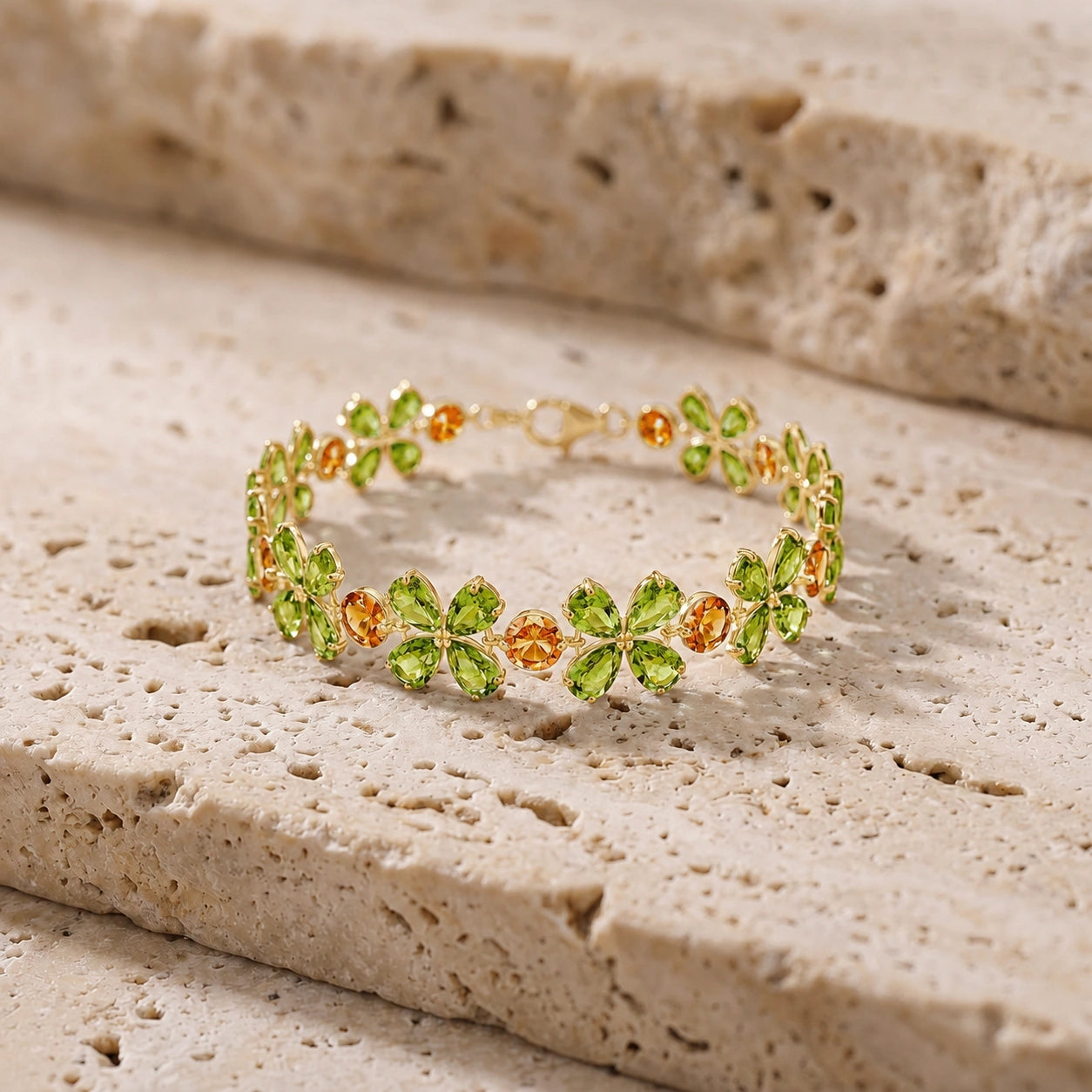 Yellow Gold Citrine & Peridot — Mariagraziana