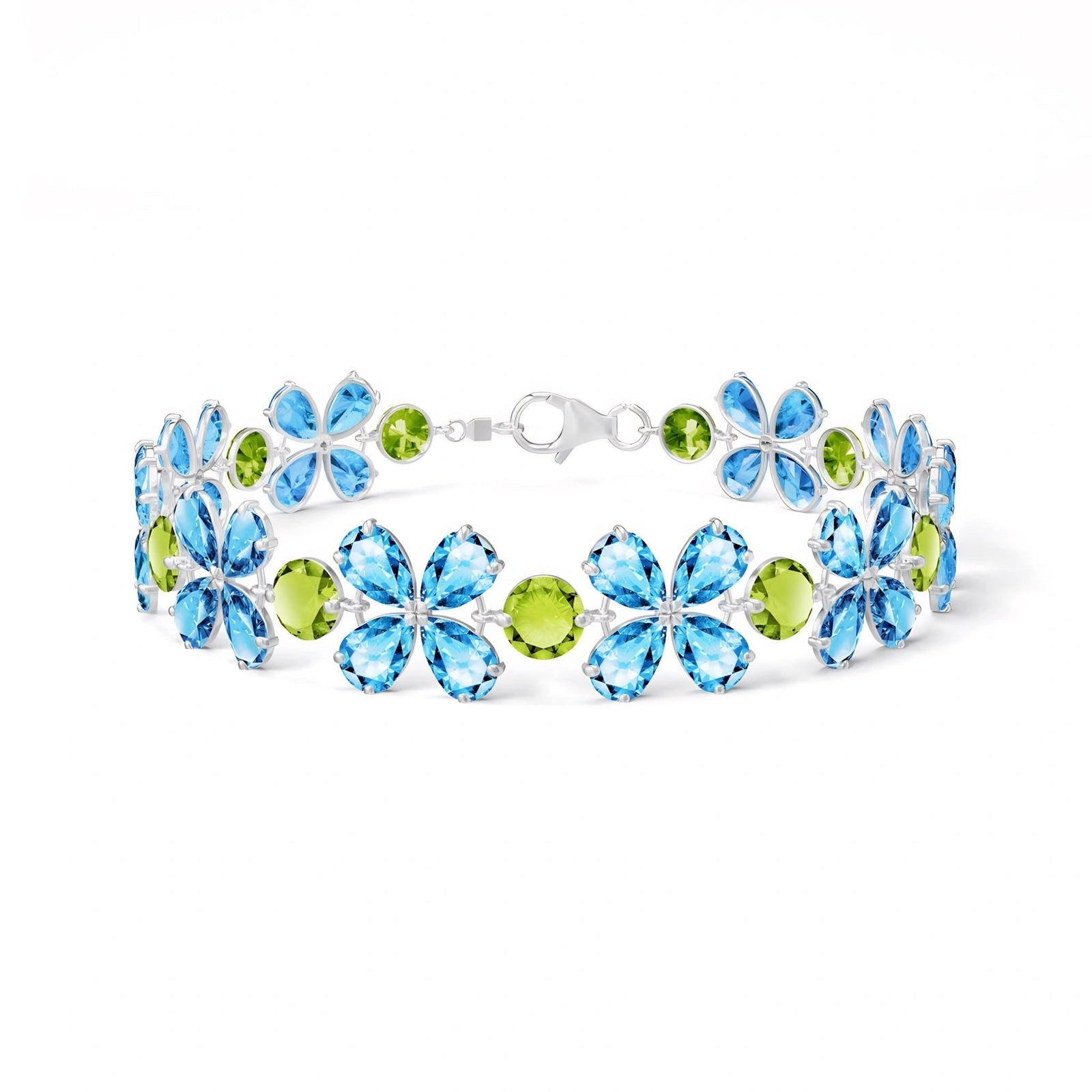 White Gold Peridot & Blue Topaz — Mariagraziana