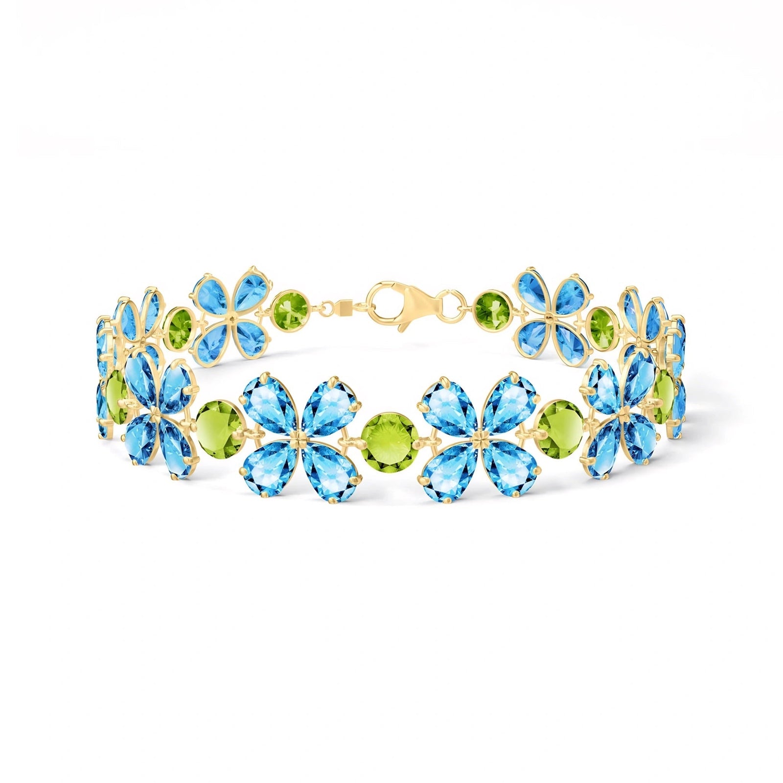 Yellow Gold Peridot & Blue Topaz — Mariagraziana