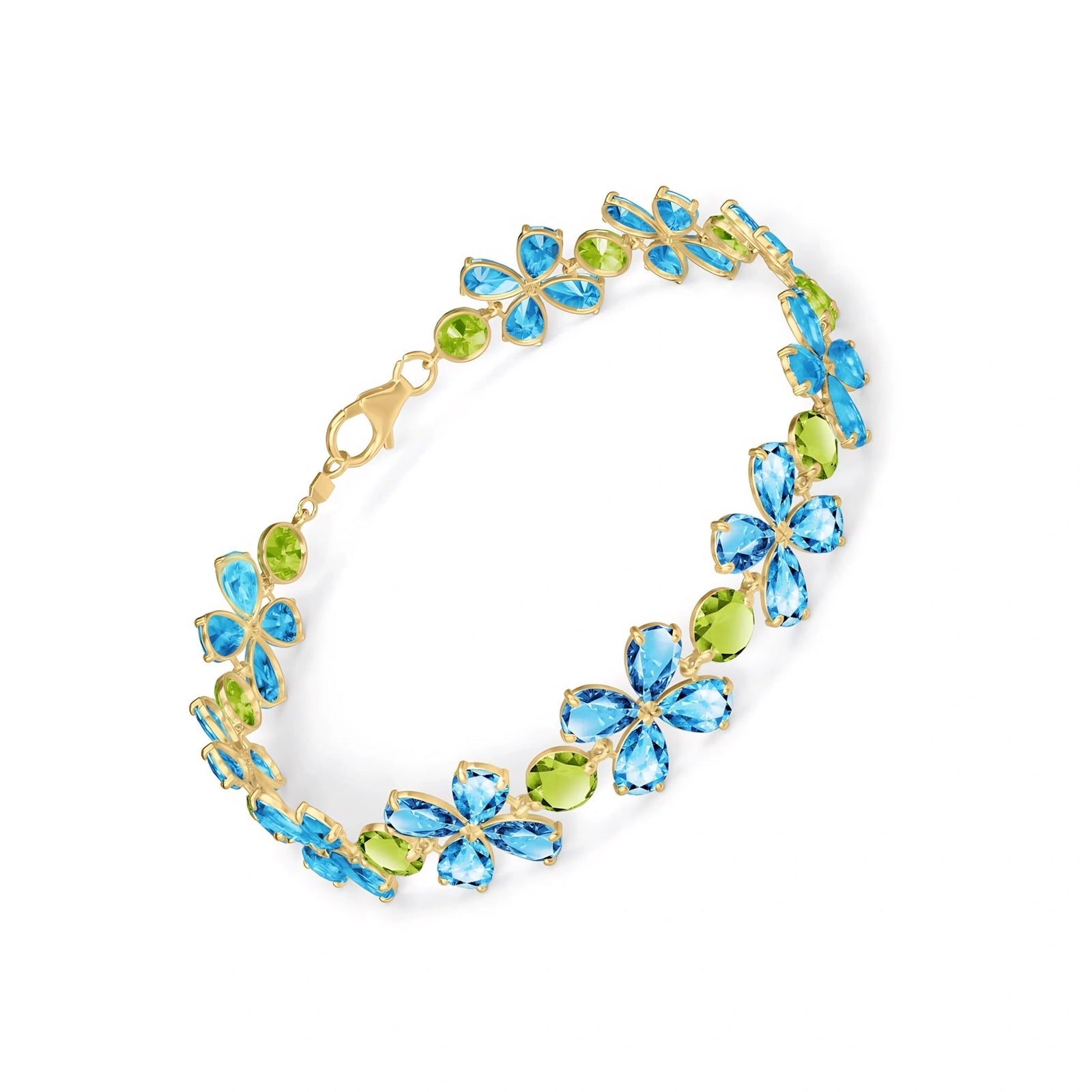 Yellow Gold Peridot & Blue Topaz — Mariagraziana