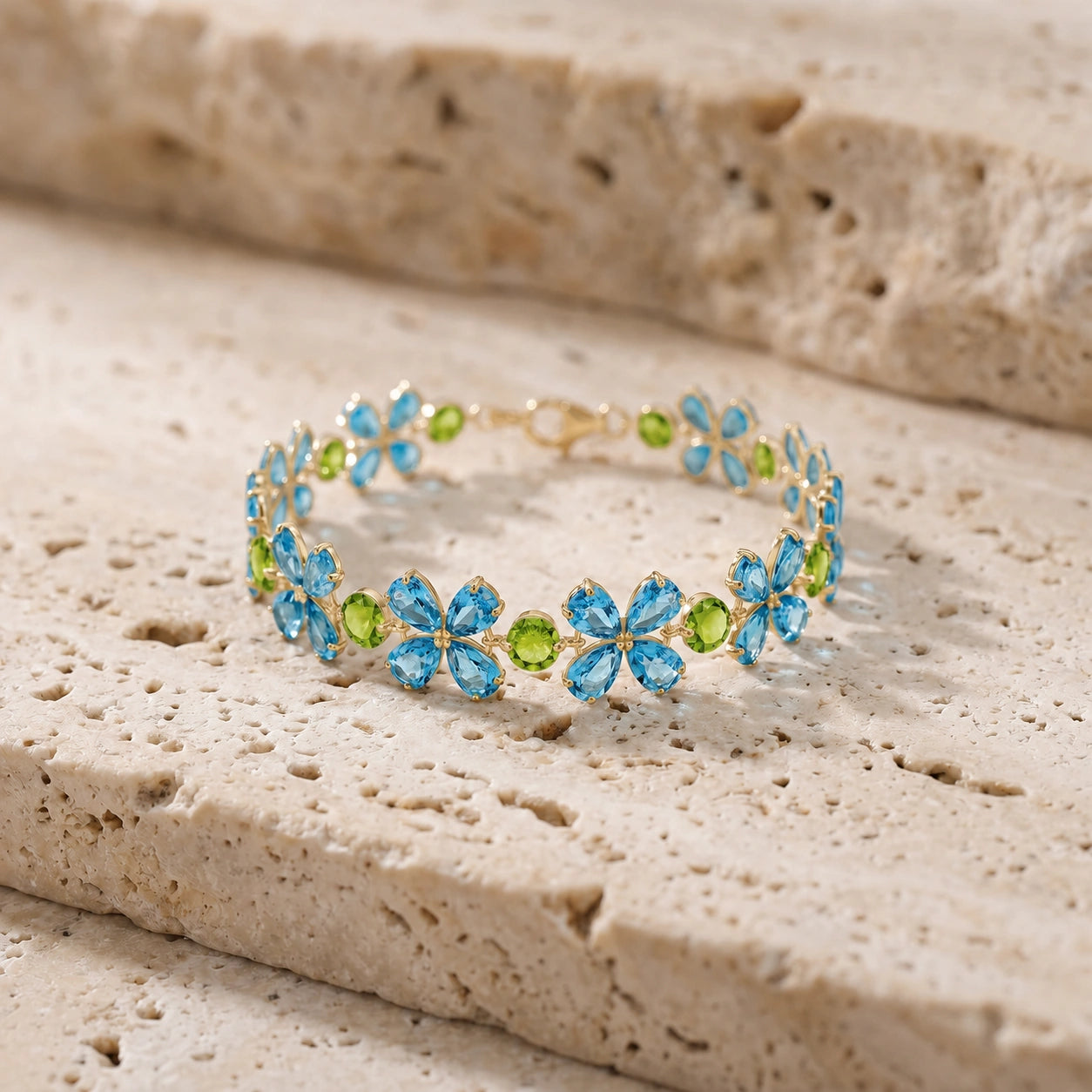 Yellow Gold Peridot & Blue Topaz — Mariagraziana