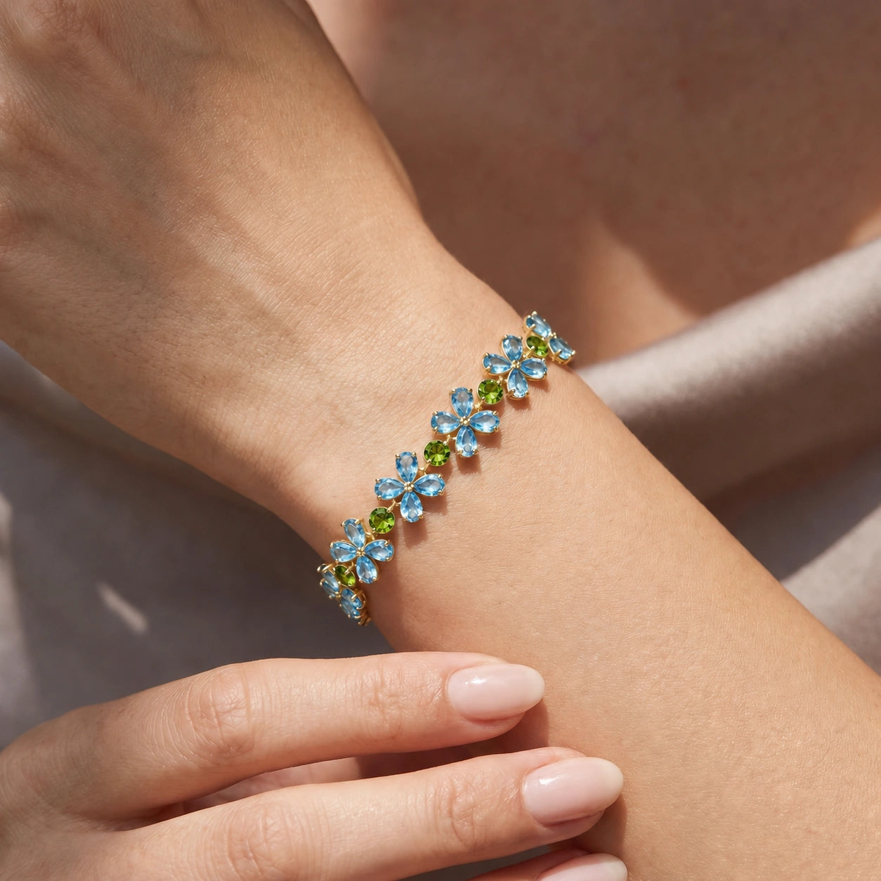 Yellow Gold Peridot & Blue Topaz — Mariagraziana