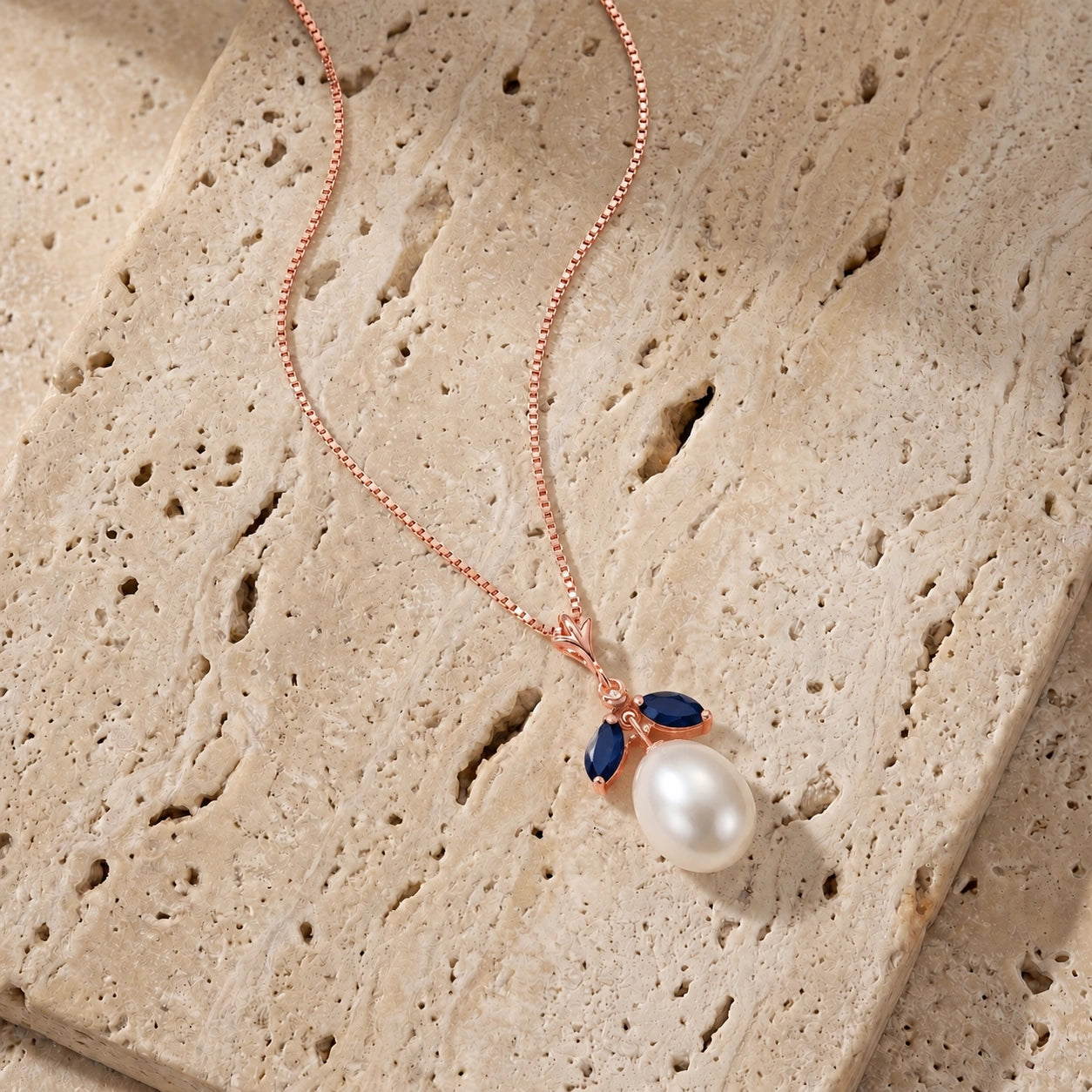 Rose Gold Eternal Necklace Pearl 10K — Arabella