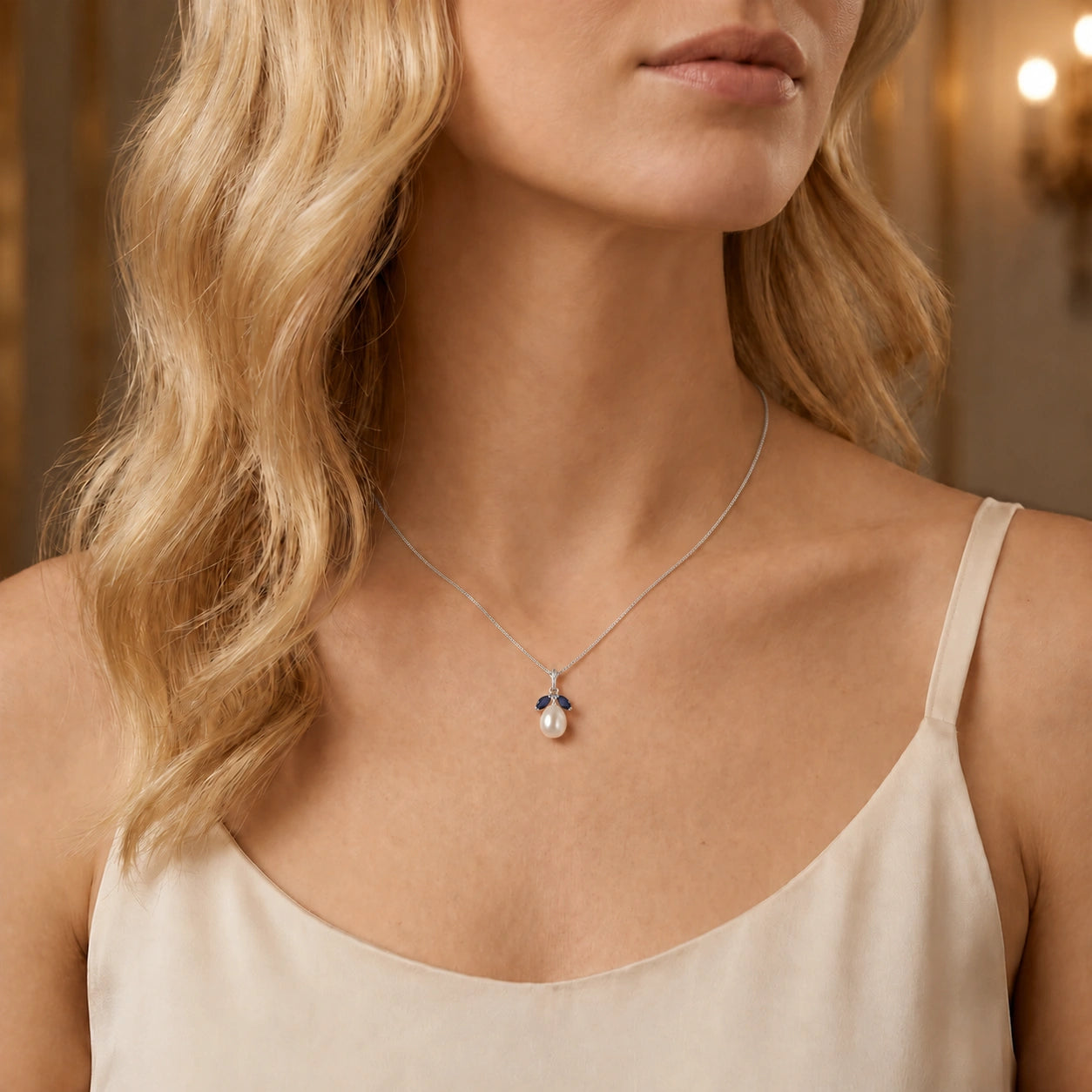 White Gold Eternal Necklace Pearl 10K — Arabella