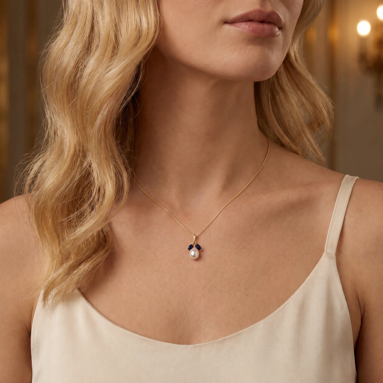 Yellow Gold Eternal Necklace Pearl 10K — Arabella