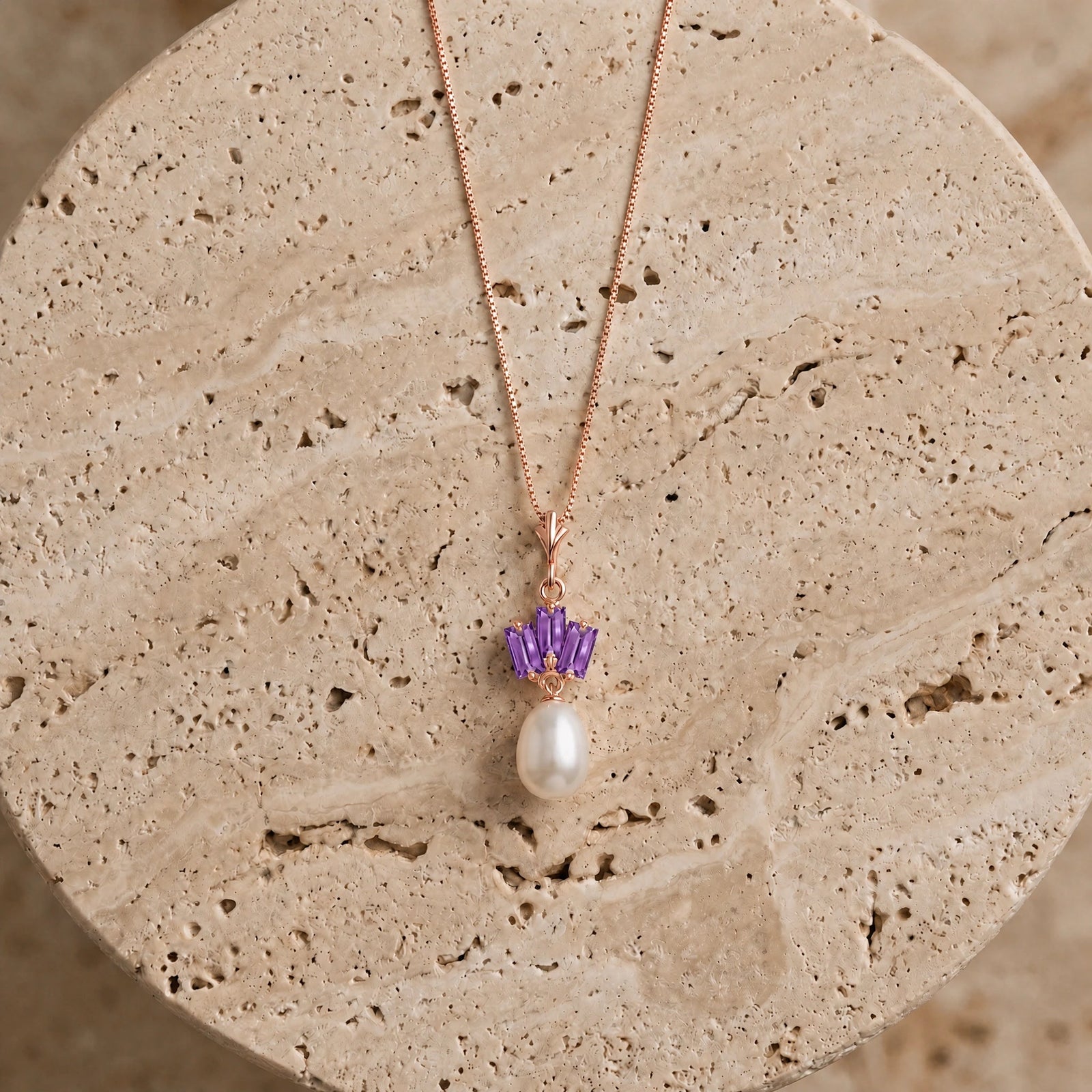 Rose Gold Belle Necklace Pearl 10K — Rossella