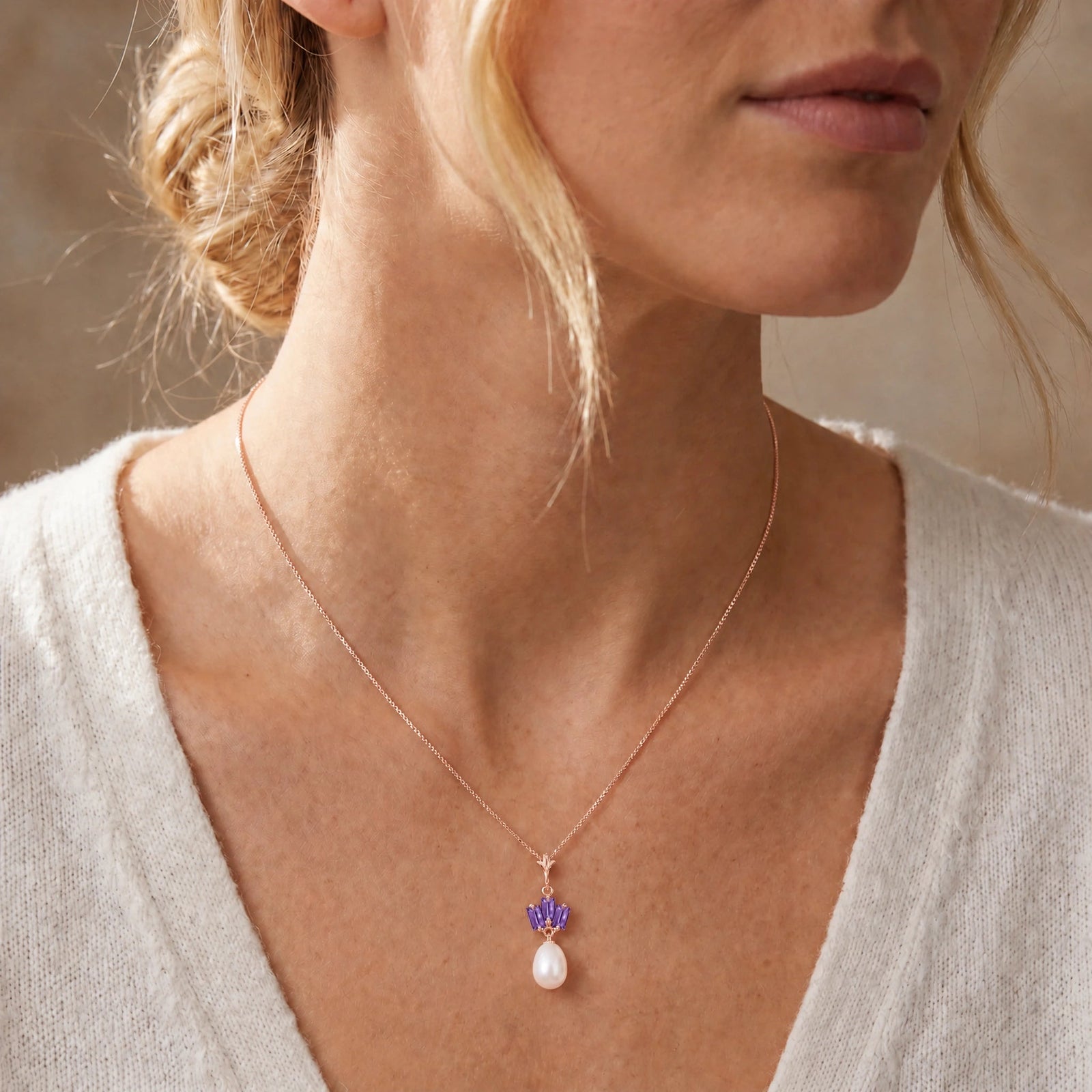 Rose Gold Belle Necklace Pearl 10K — Rossella