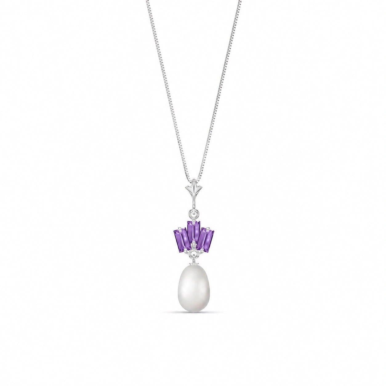 White Gold Belle Necklace Pearl 10K — Rossella