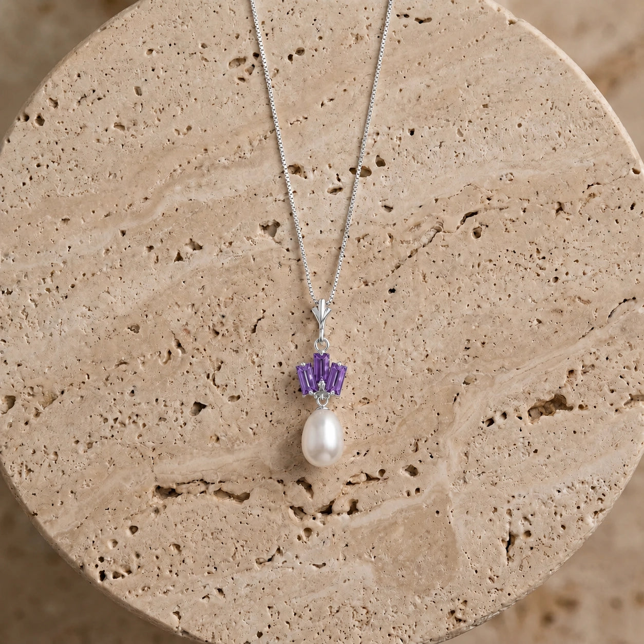 White Gold Belle Necklace Pearl 10K — Rossella
