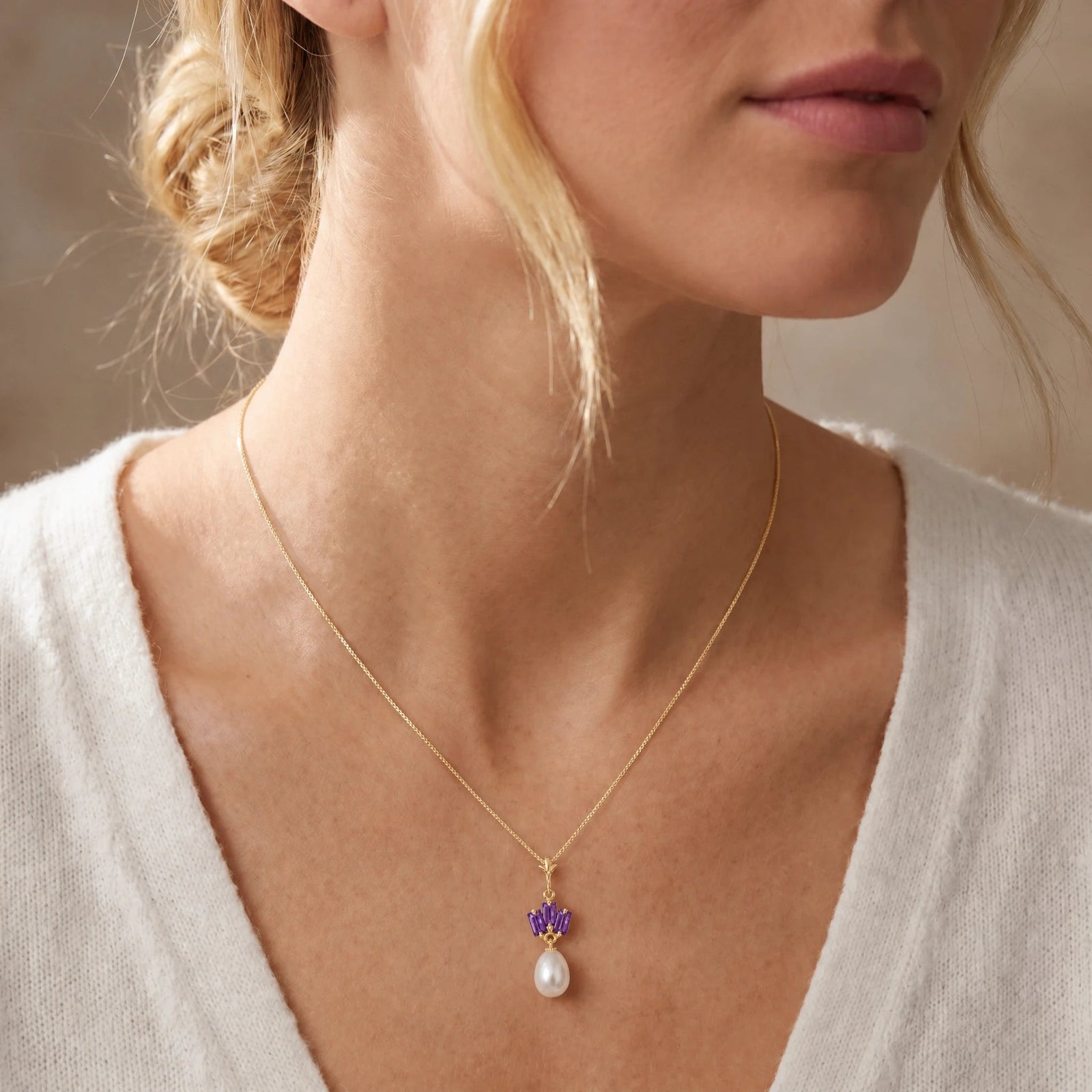 Yellow Gold Belle Necklace Pearl 10K — Rossella