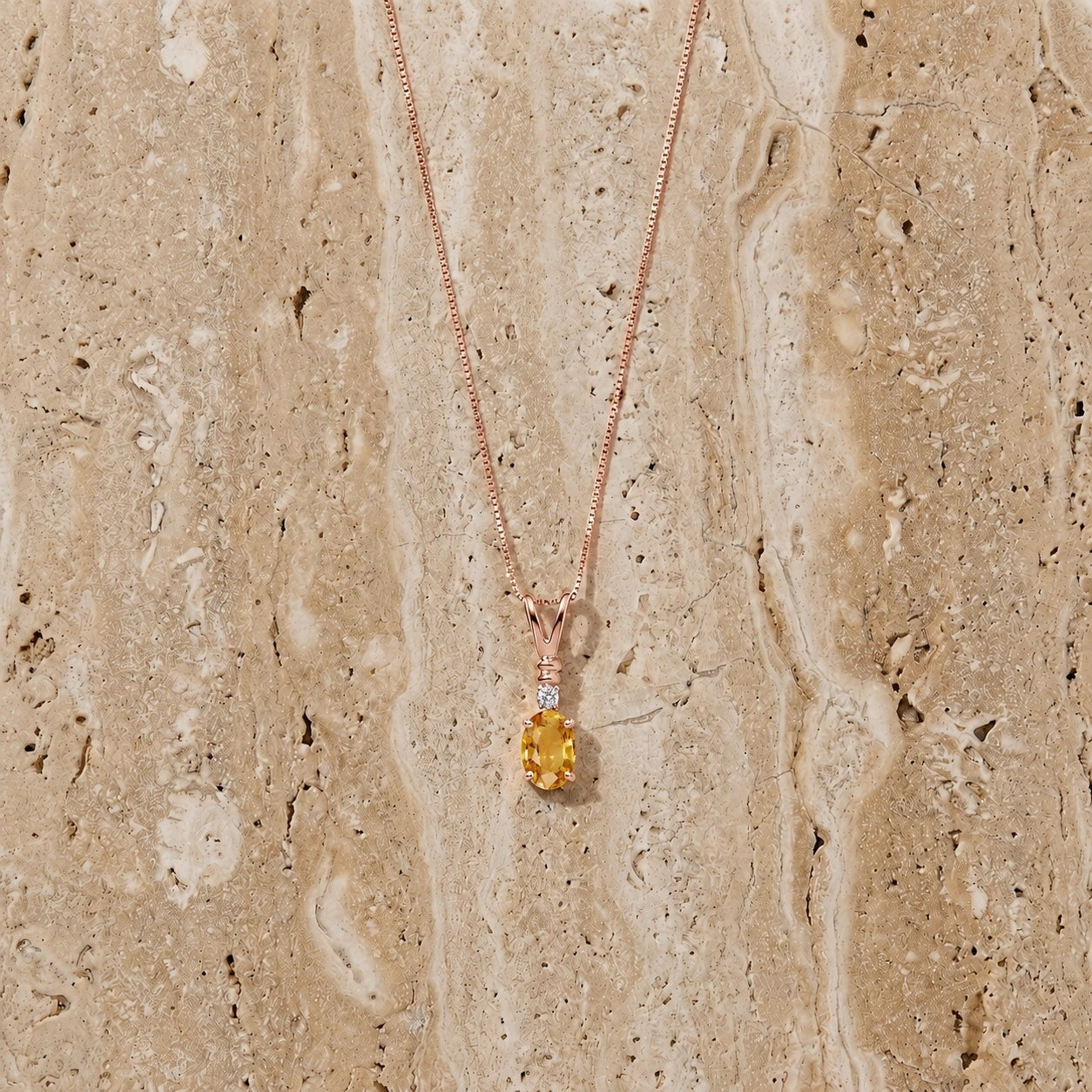 Rose Gold Heritage Pendant Necklace Citrine 10K — Elsa